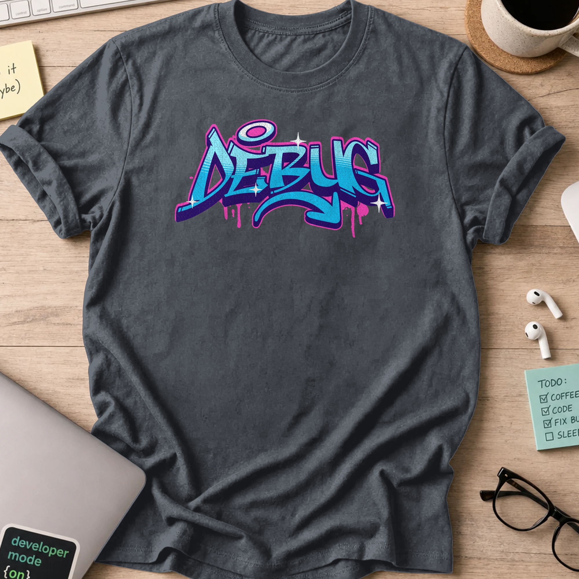 debug grafitti shirt - Dark Heather