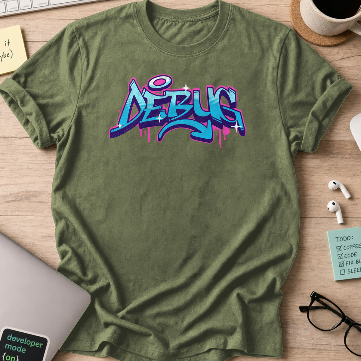 debug grafitti shirt - Military Green