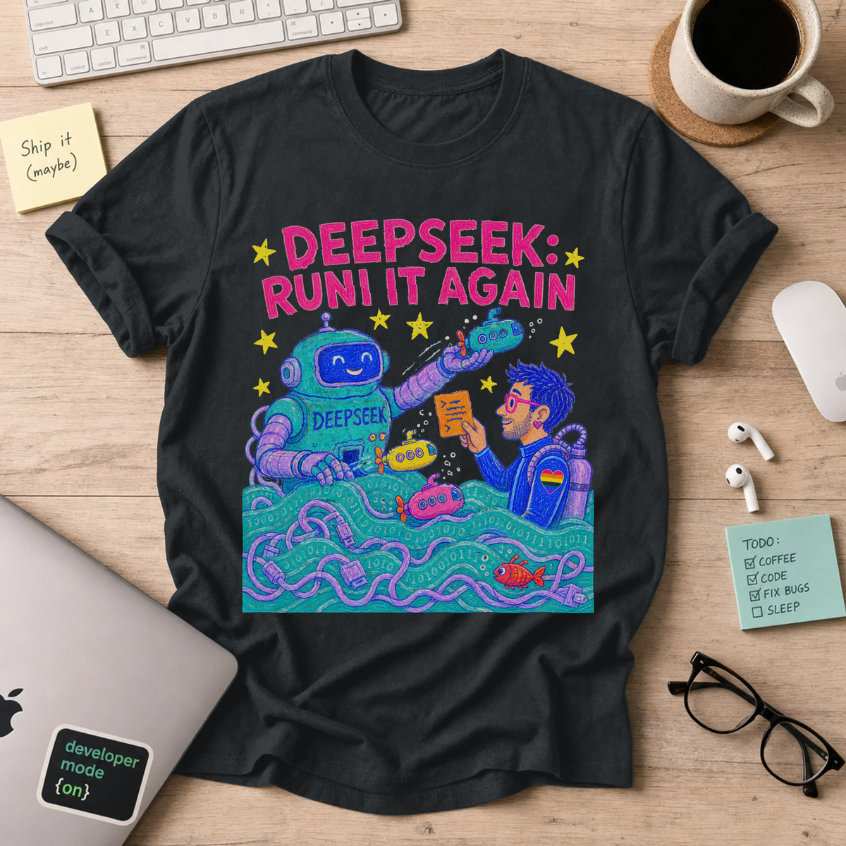 DeepSeek: Run It Again Shirt — Black