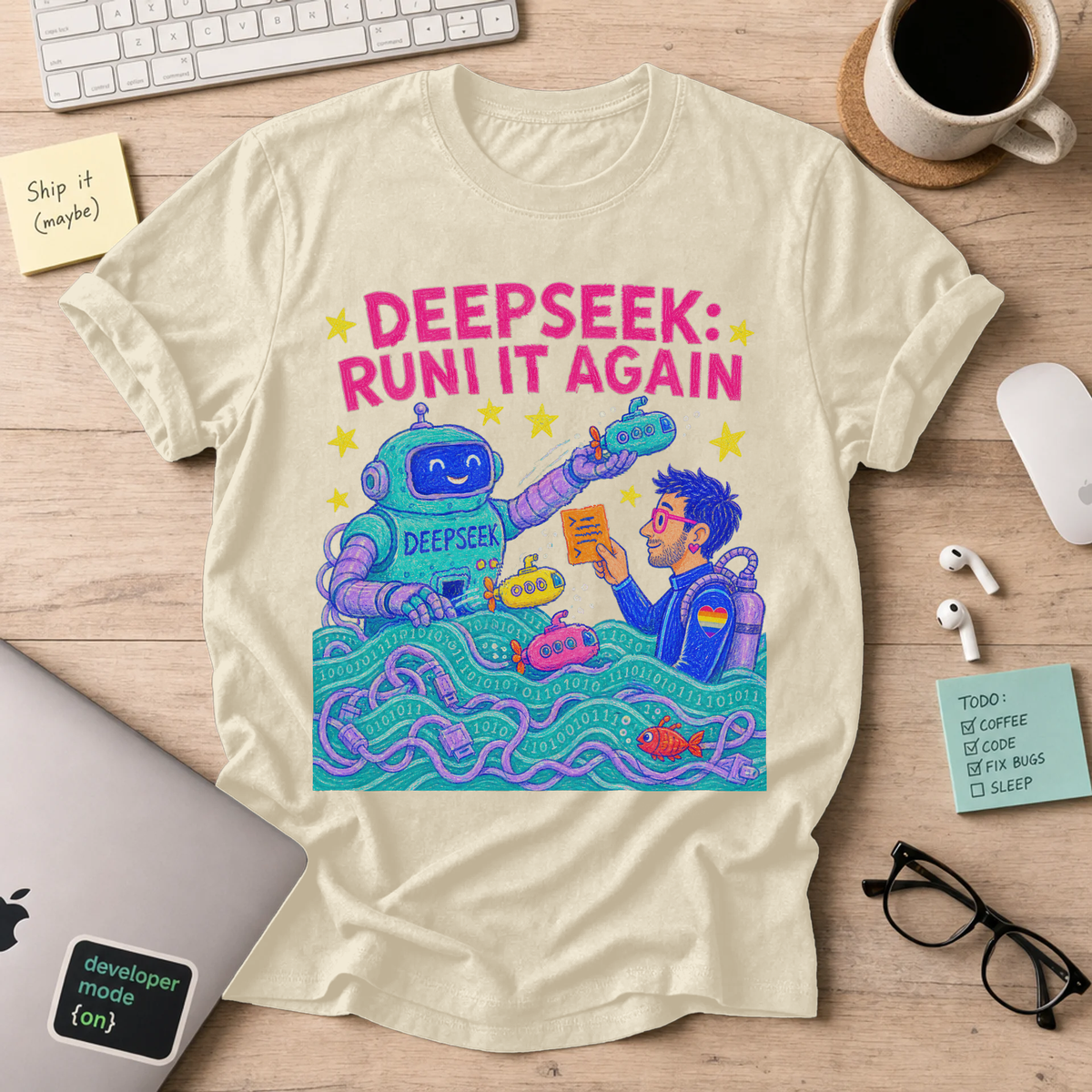 DeepSeek: Run It Again Shirt — Natural