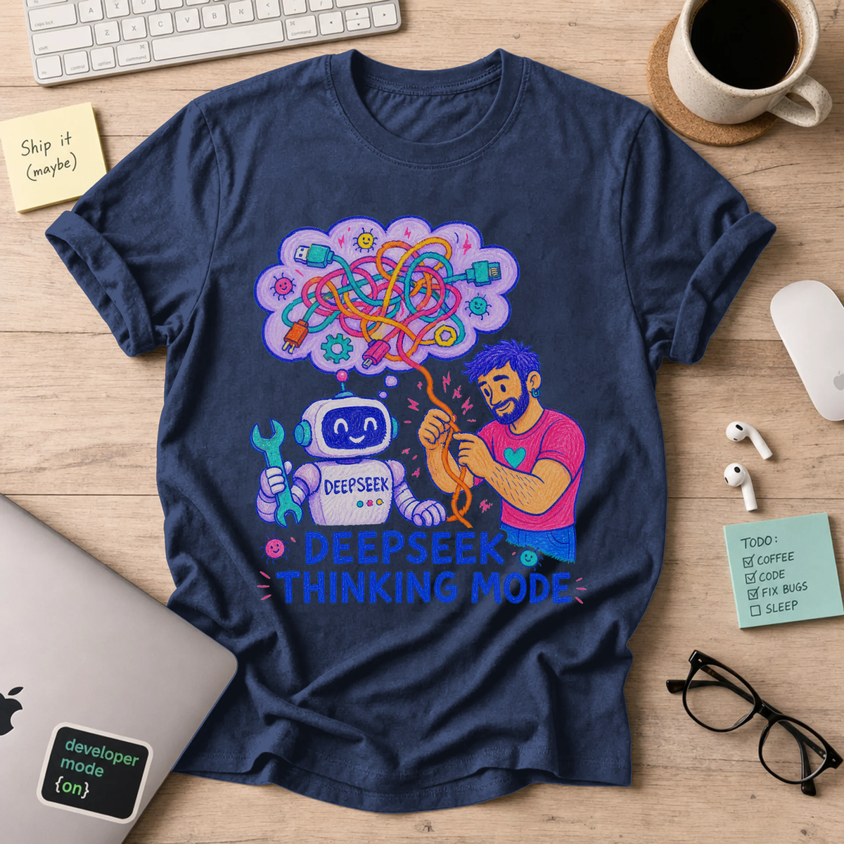 DeepSeek Thinking Mode Shirt — Navy