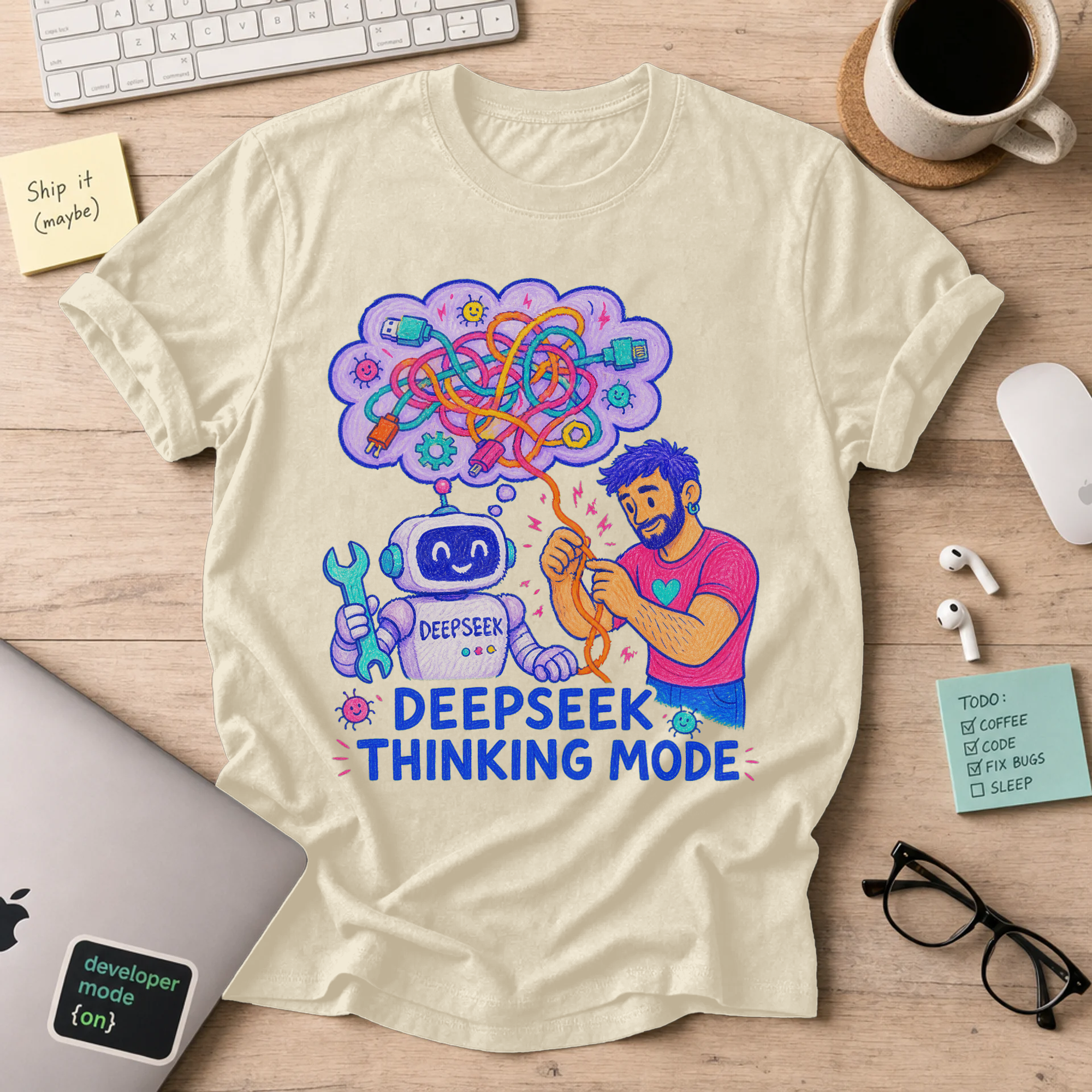 DeepSeek Thinking Mode Shirt — Natural