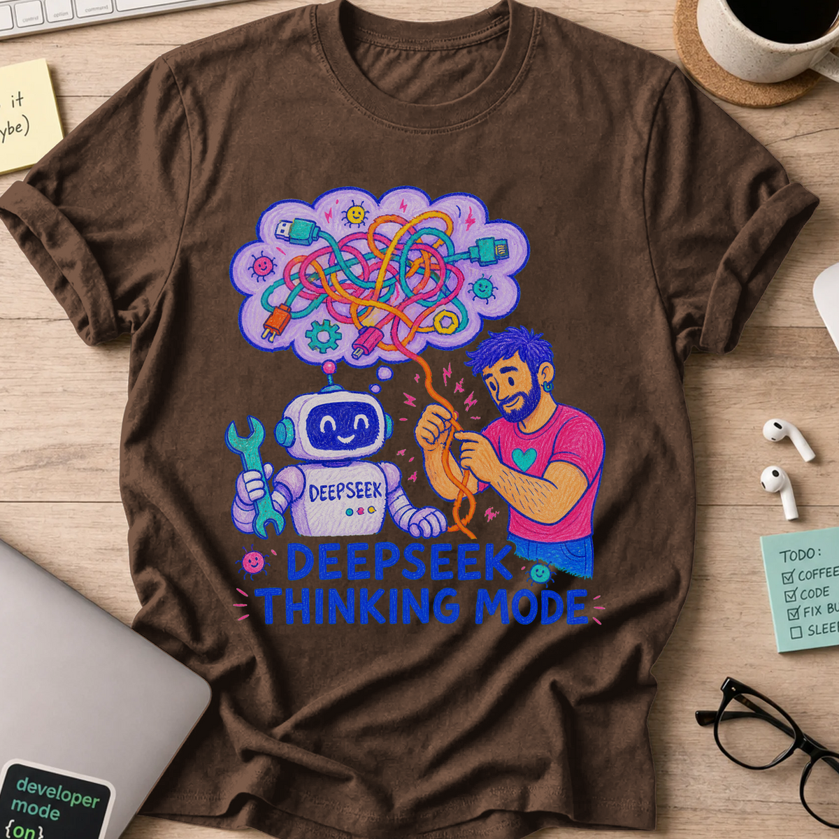 DeepSeek Thinking Mode Shirt — Dark Chocolate storefront mockup