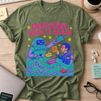 DeepSeek: Run It Again Shirt — Military Green storefront mockup