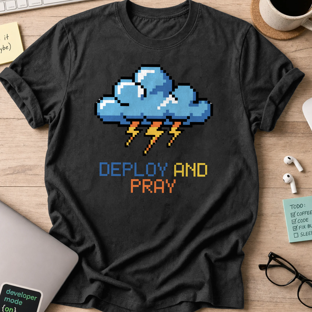 deploy and pray cloud shirt - Black