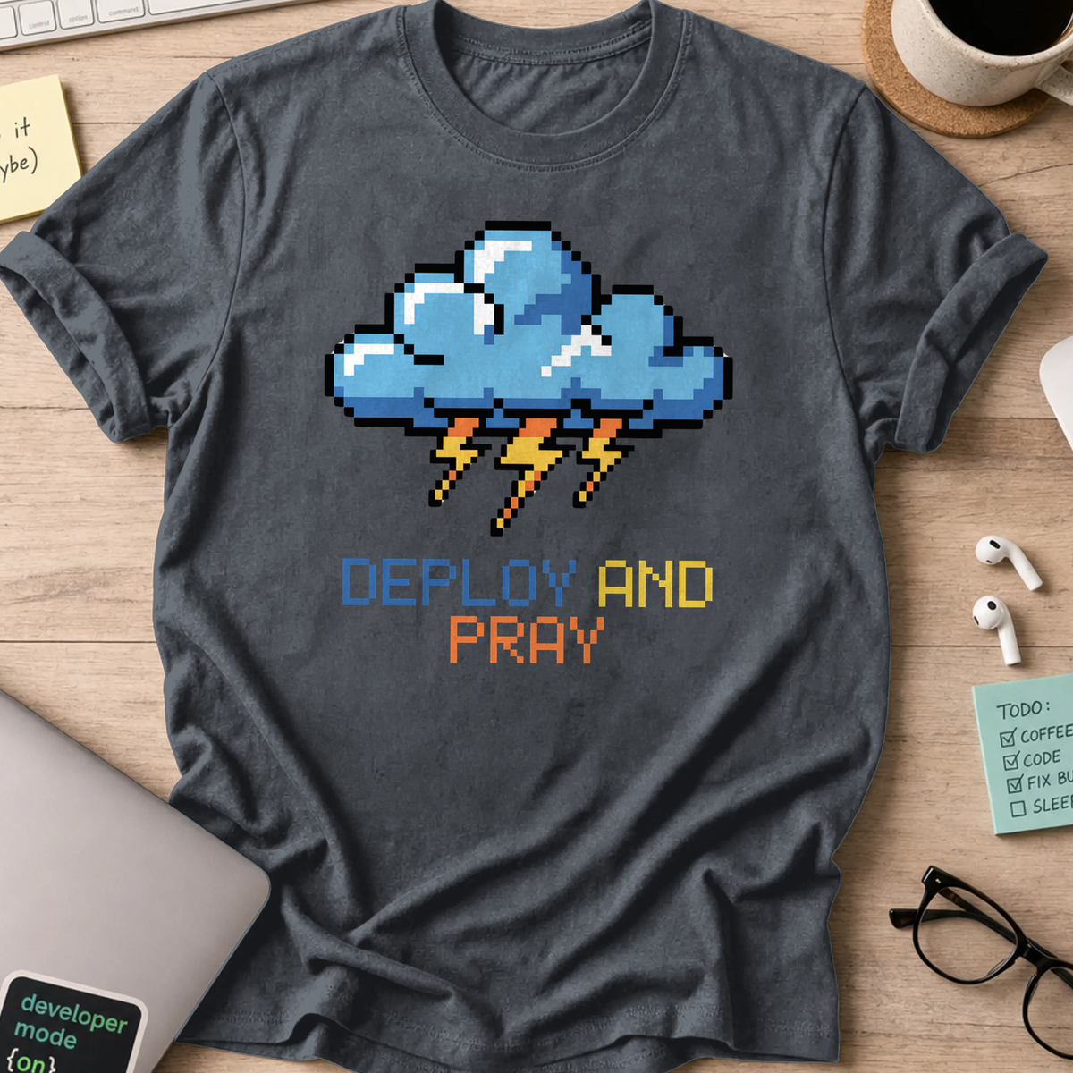 deploy and pray cloud shirt - Dark Heather