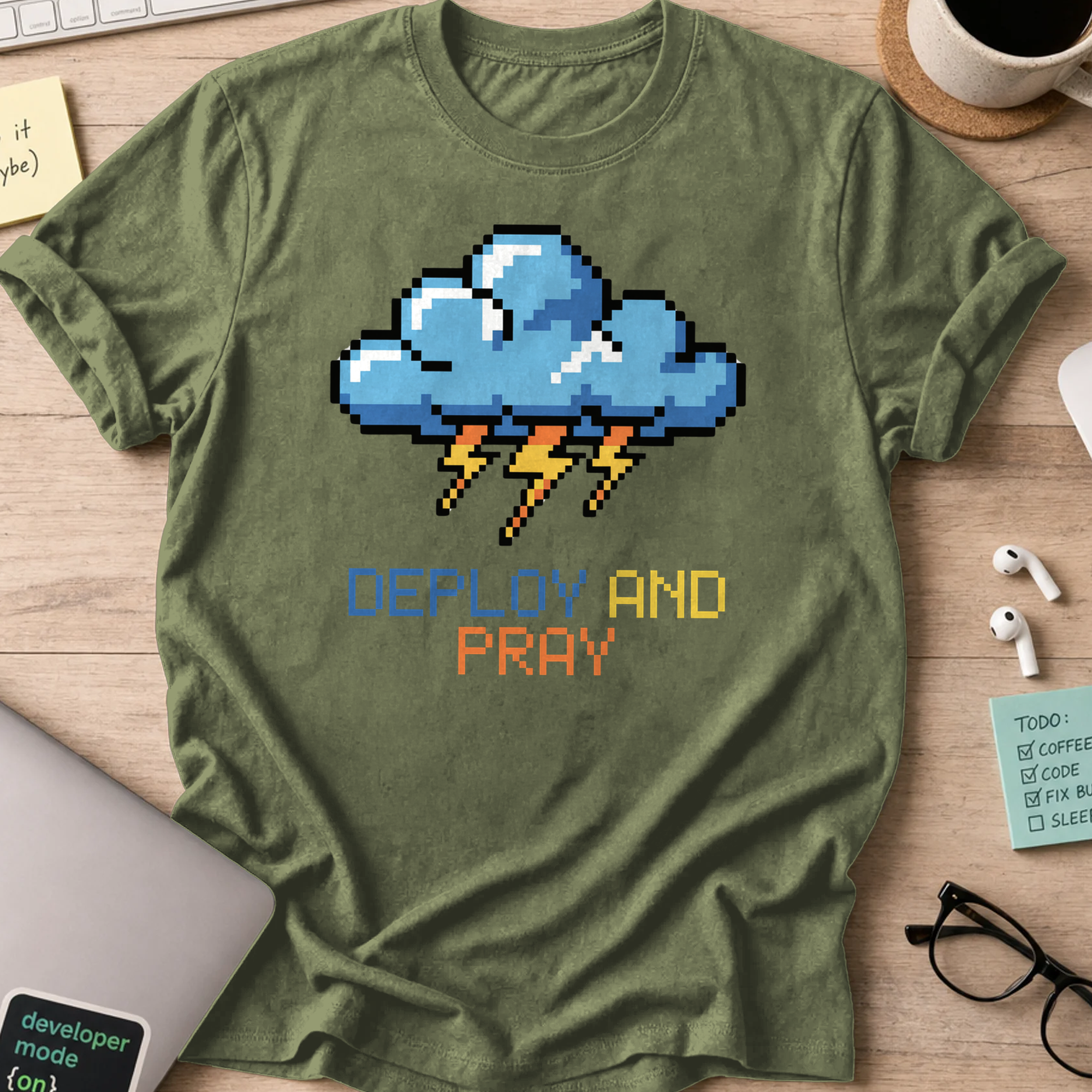deploy and pray cloud shirt - Military Green