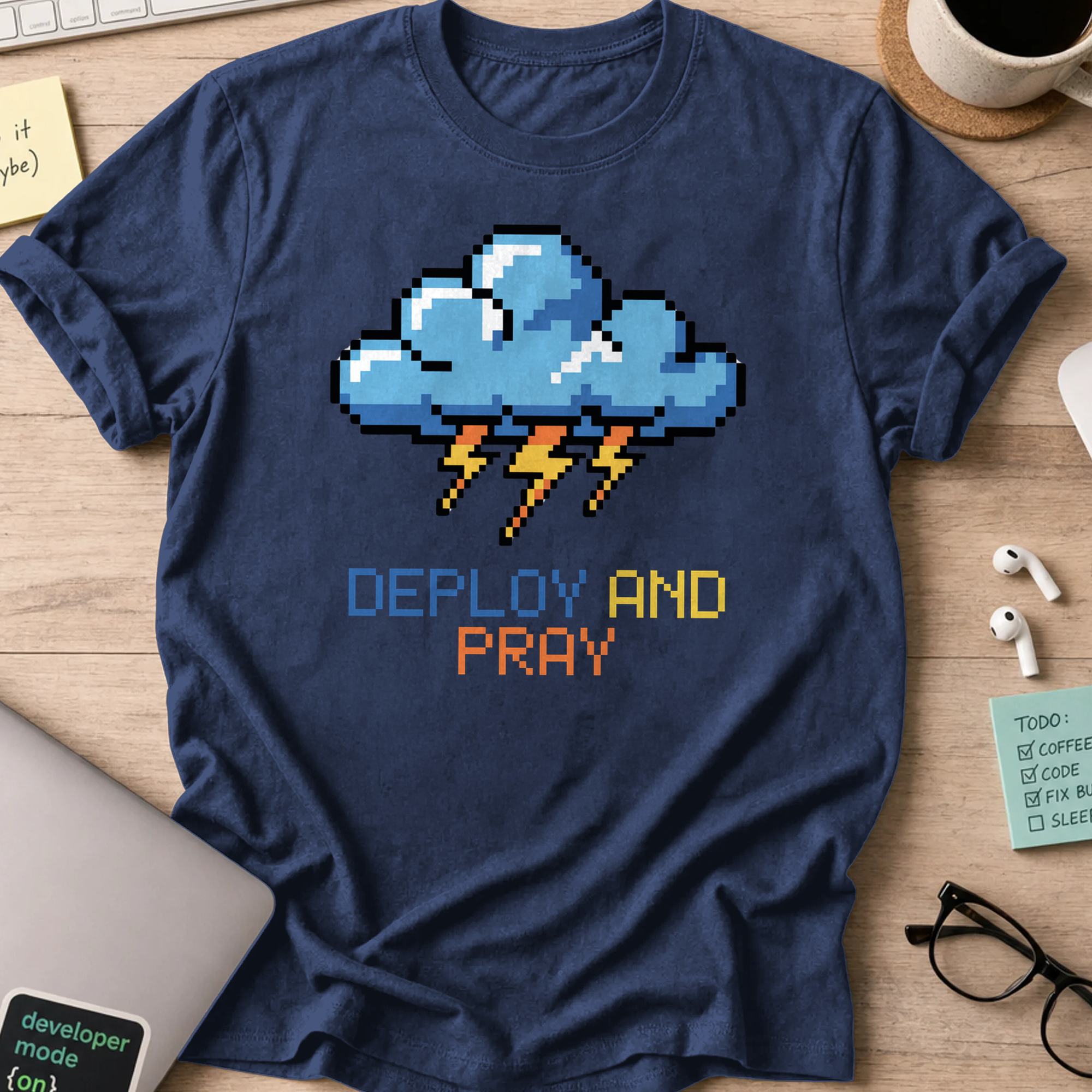 deploy and pray cloud shirt - Navy