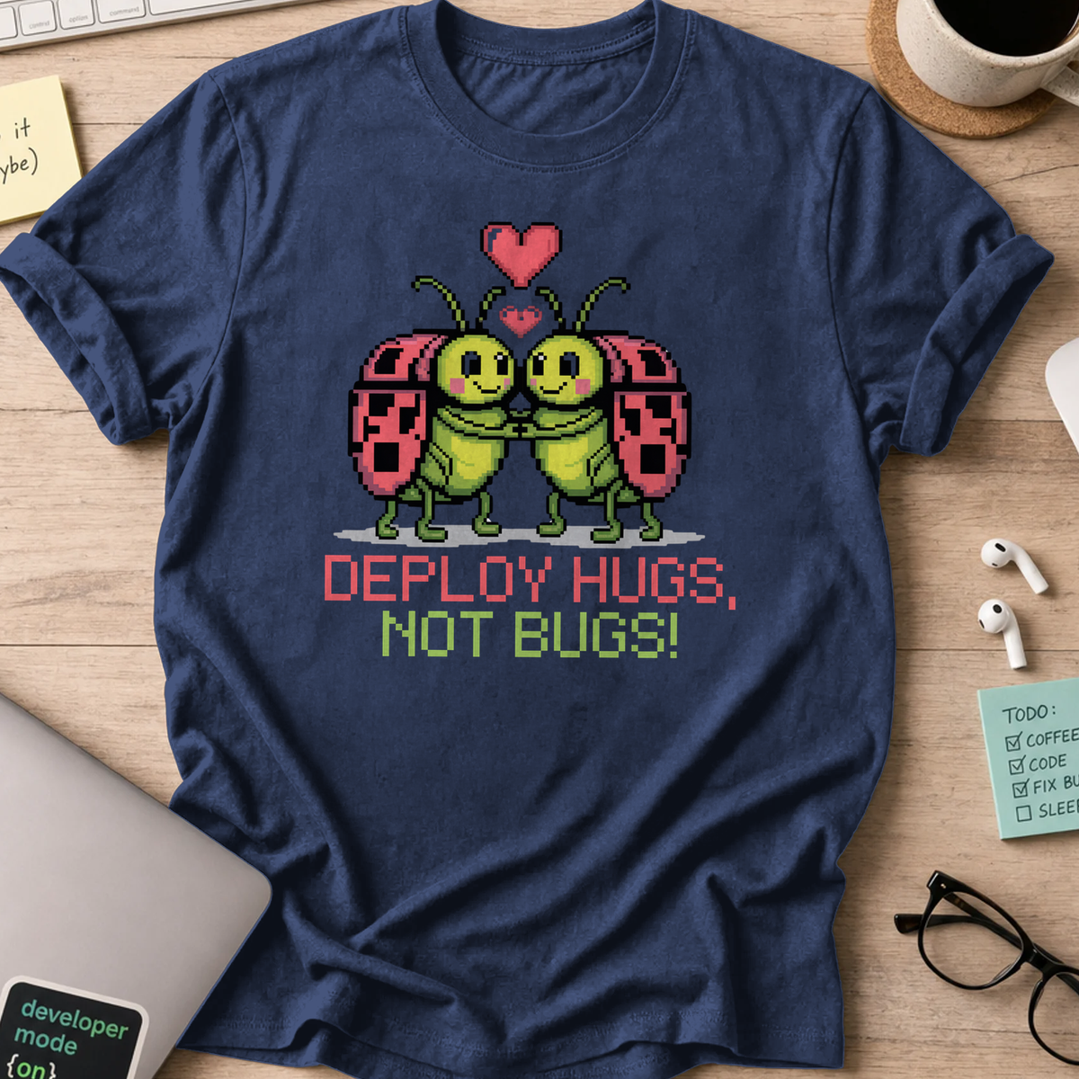 deploy hugs not bugs shirt - Navy