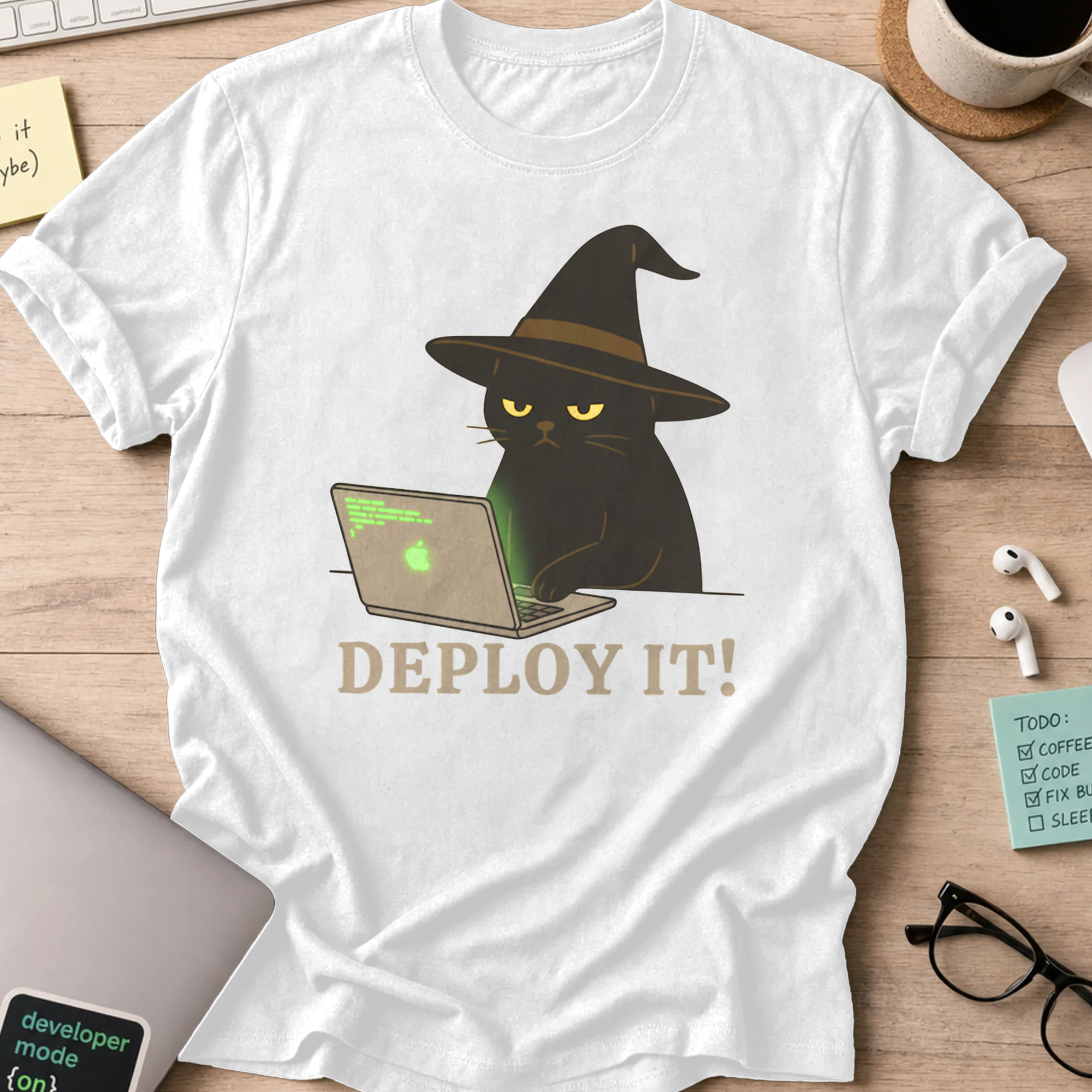 deploy it cat shirt - White