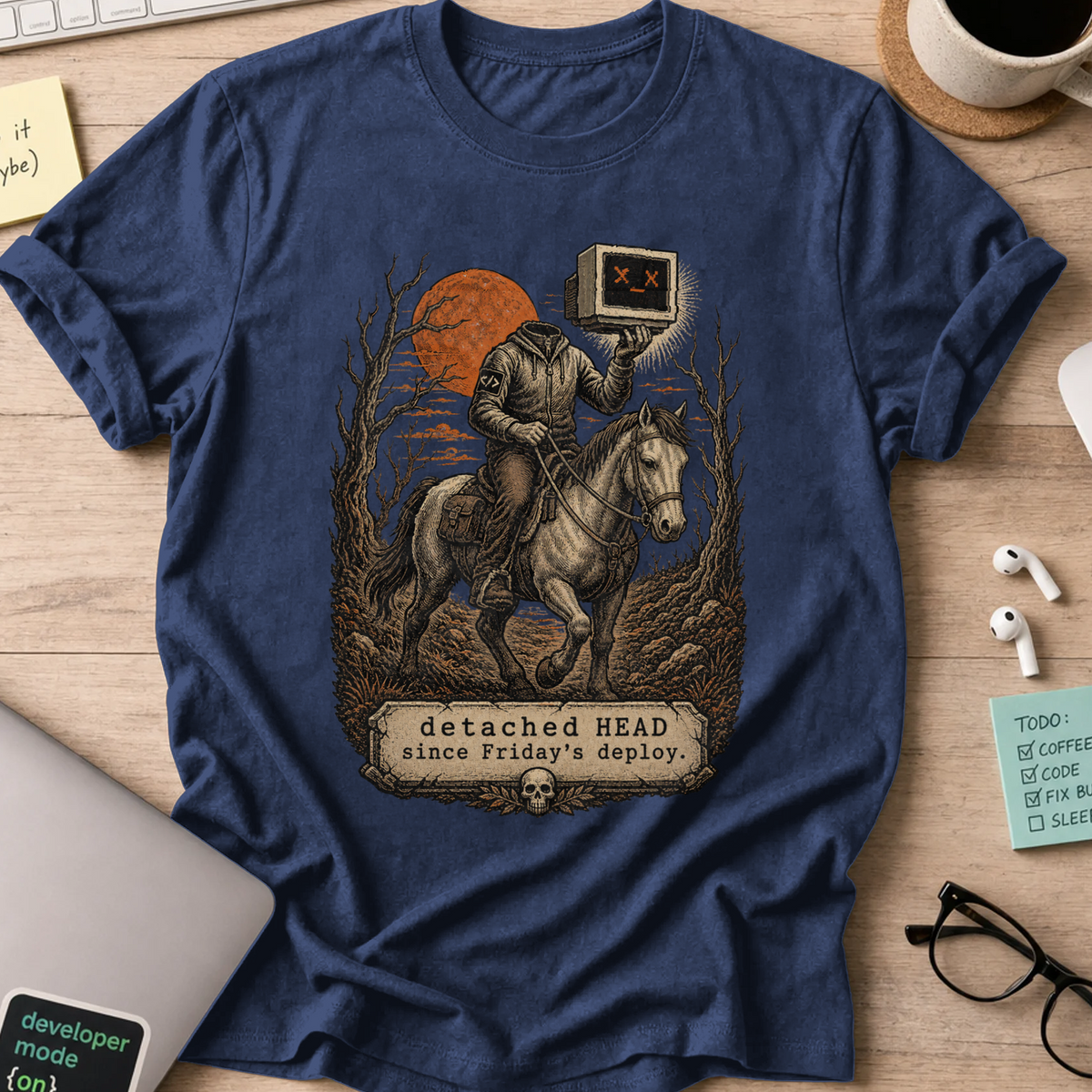 Detached HEAD Since Friday’s Deploy Shirt — Navy storefront mockup