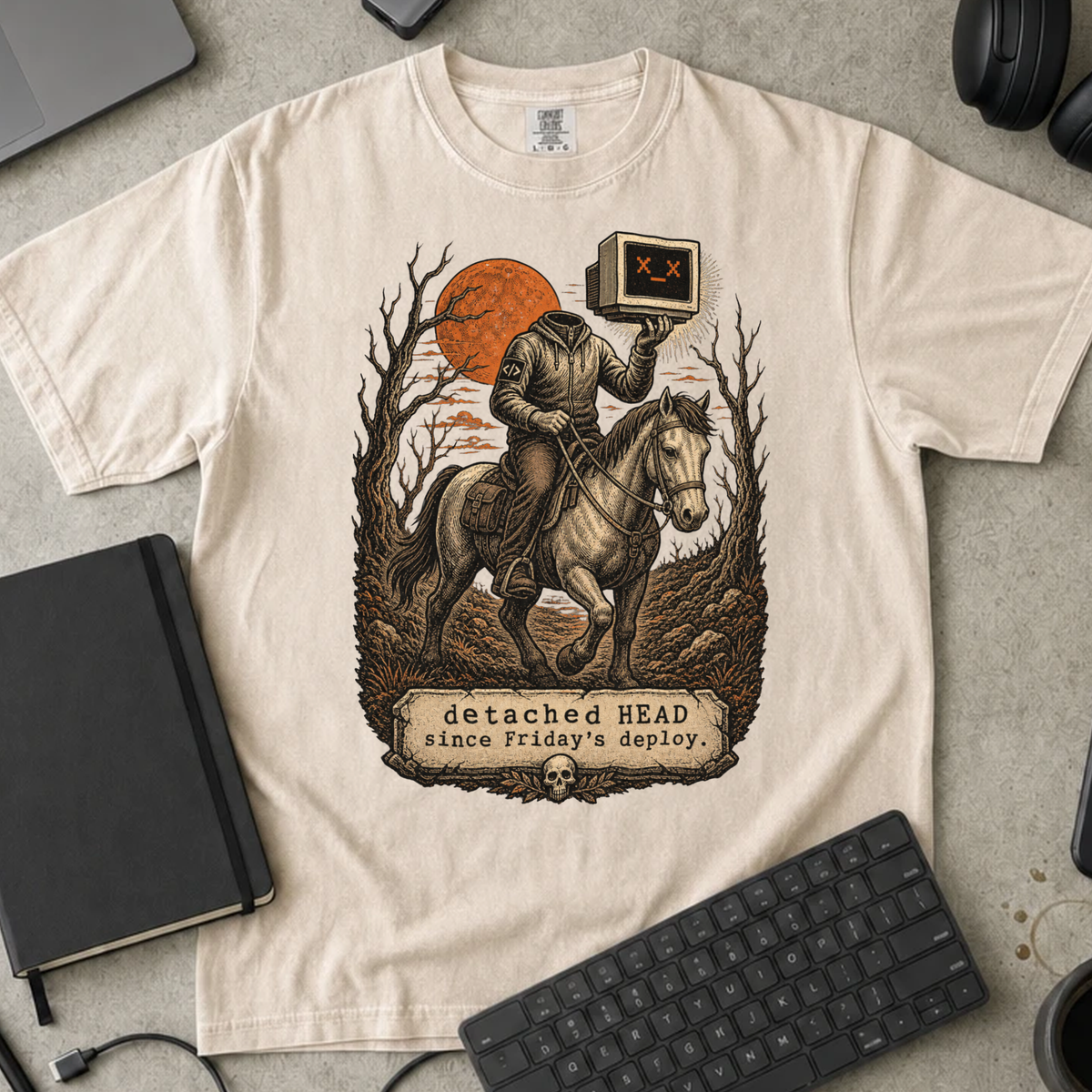 Detached HEAD Since Friday's Deploy Shirt — Ivory Comfort Colors 1717 flat lay