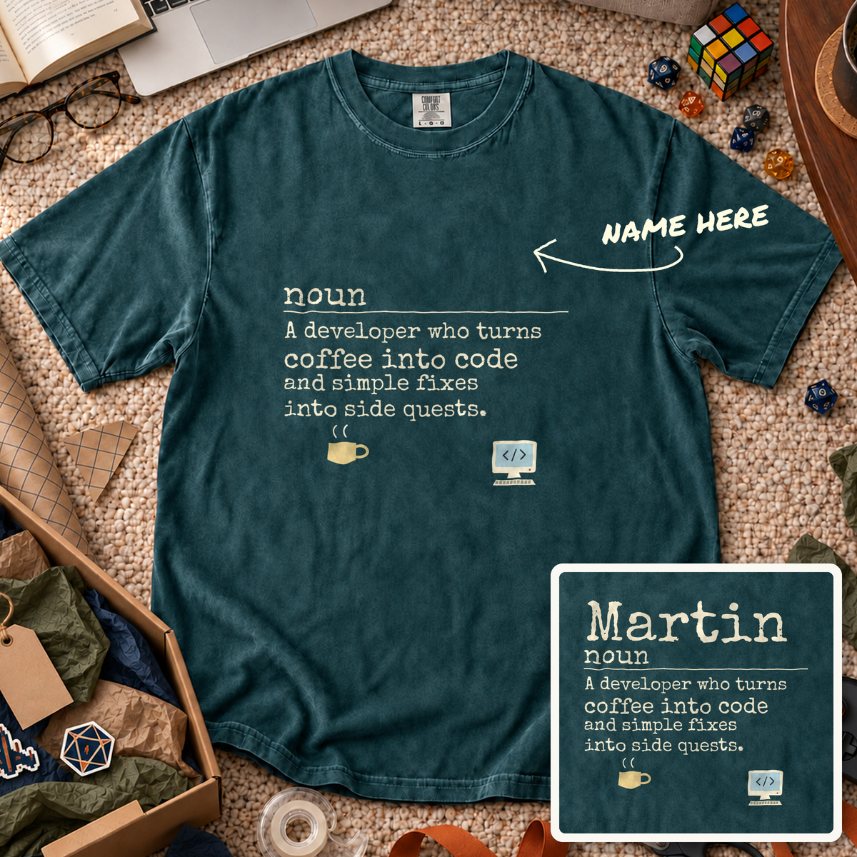 Developer Definition Custom Shirt — personalized Blue Spruce Comfort Colors 1717