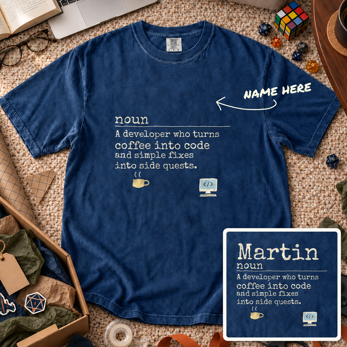 Developer Definition Custom Shirt — personalized True Navy Comfort Colors 1717