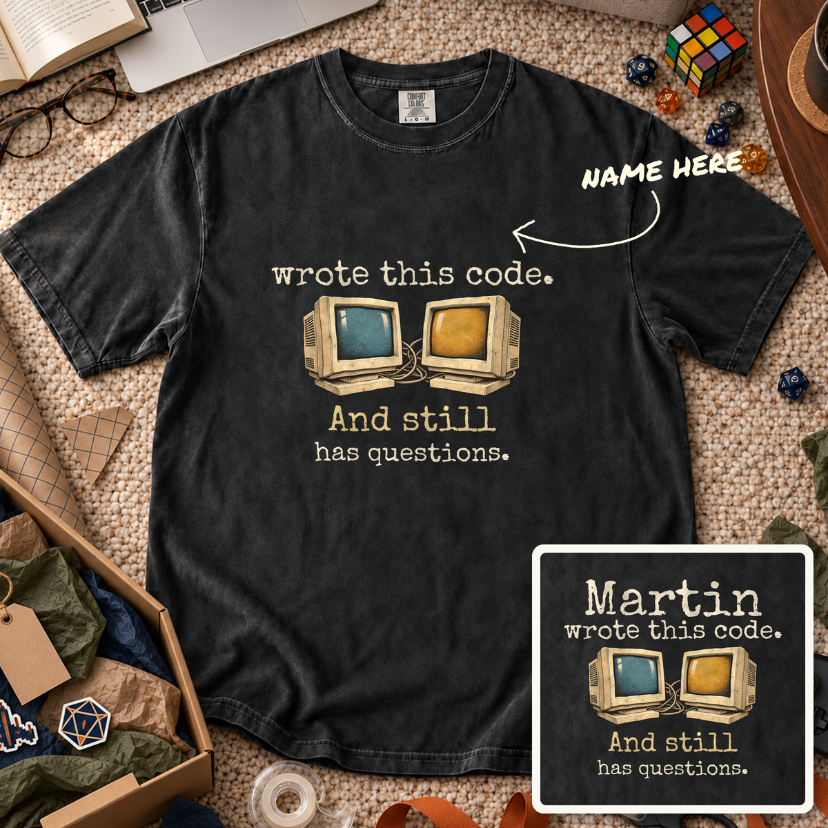 Wrote This Code Custom Shirt — personalized Black Comfort Colors 1717