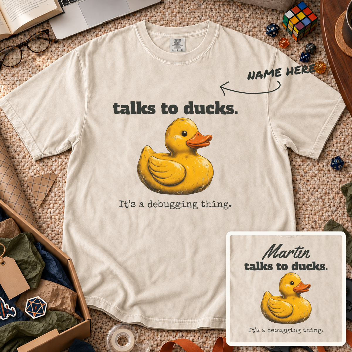 Talks to Ducks Custom Shirt — personalized Ivory Comfort Colors 1717