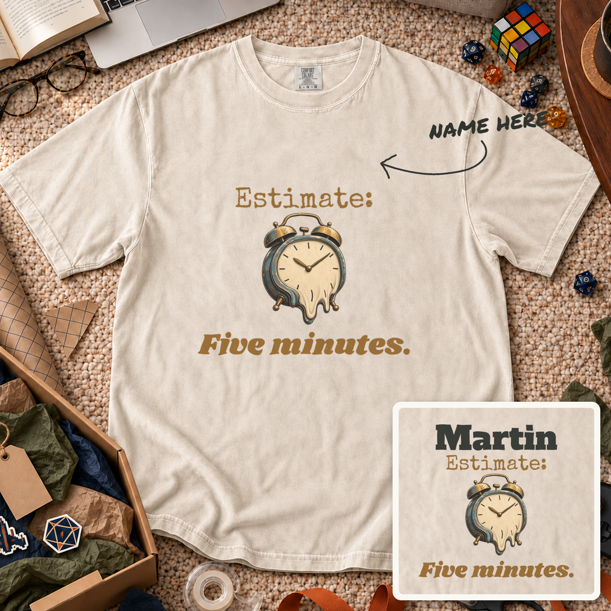 Five-Minute Estimate Custom Shirt — personalized Ivory Comfort Colors 1717