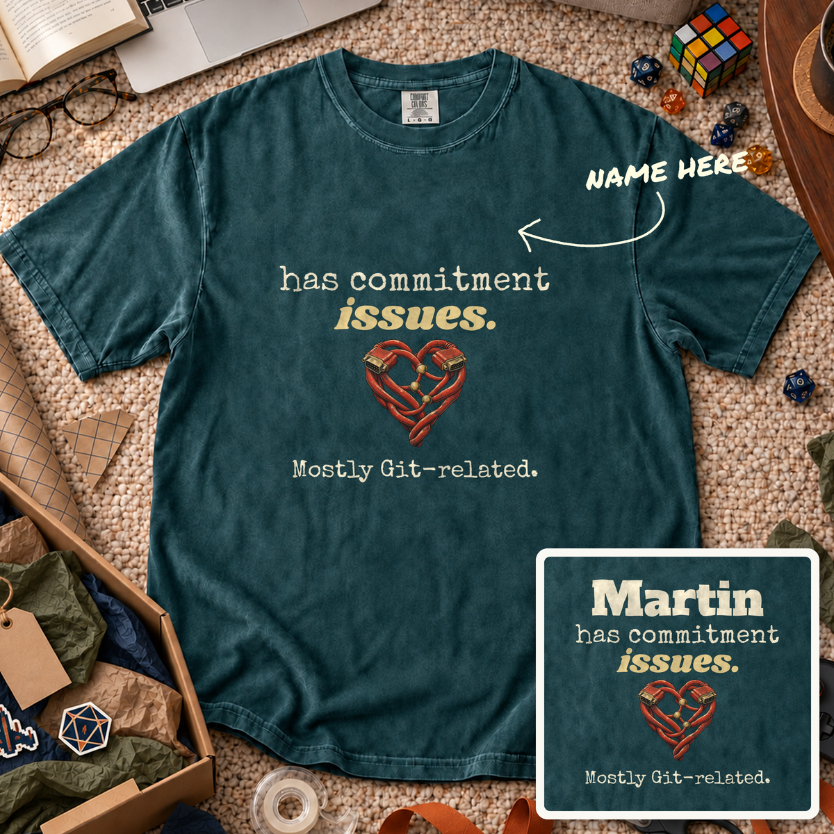 Commitment Issues Custom Shirt — personalized Blue Spruce Comfort Colors 1717