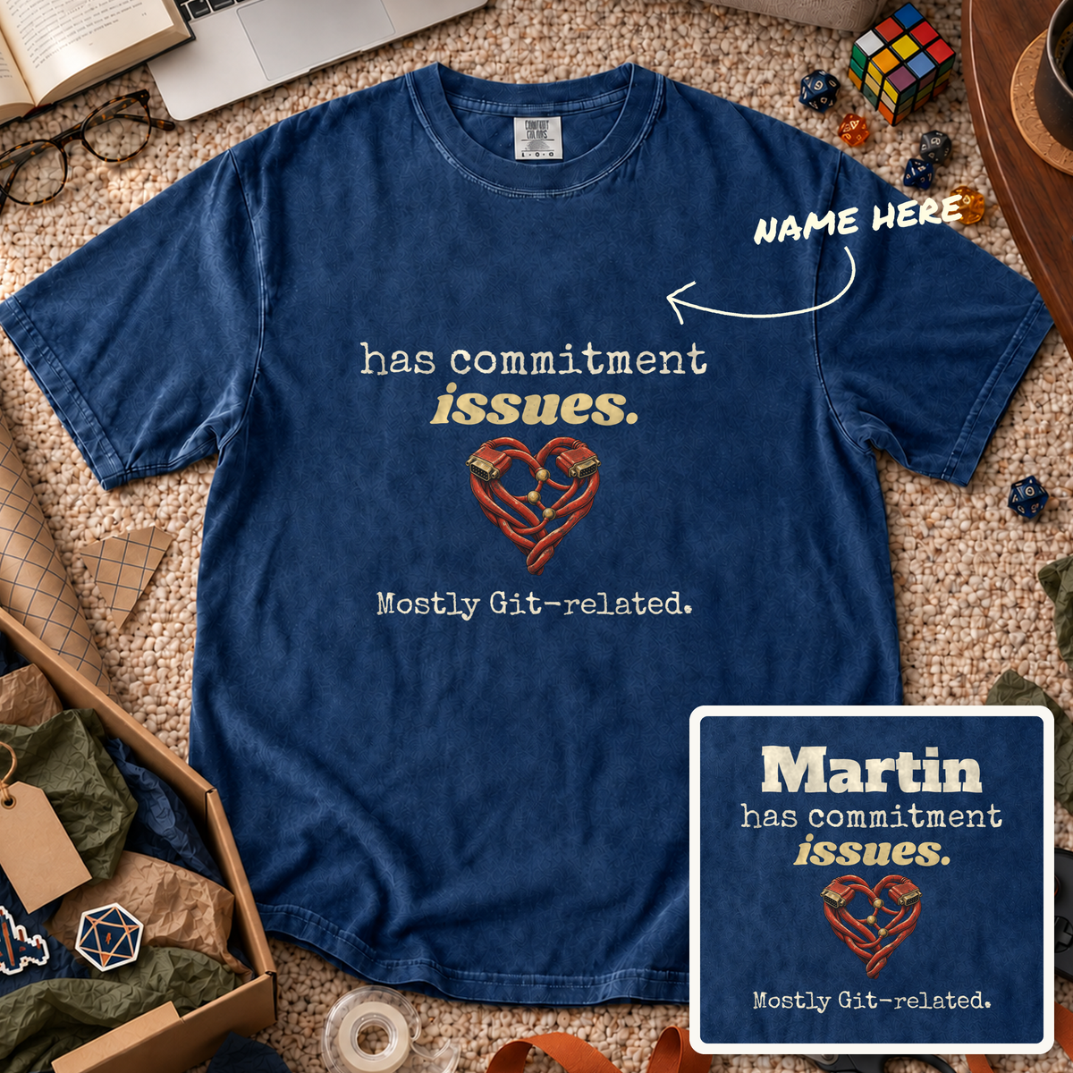 Commitment Issues Custom Shirt — personalized True Navy Comfort Colors 1717