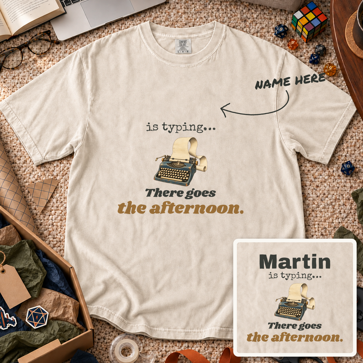 There Goes the Afternoon Custom Shirt — personalized Ivory Comfort Colors 1717