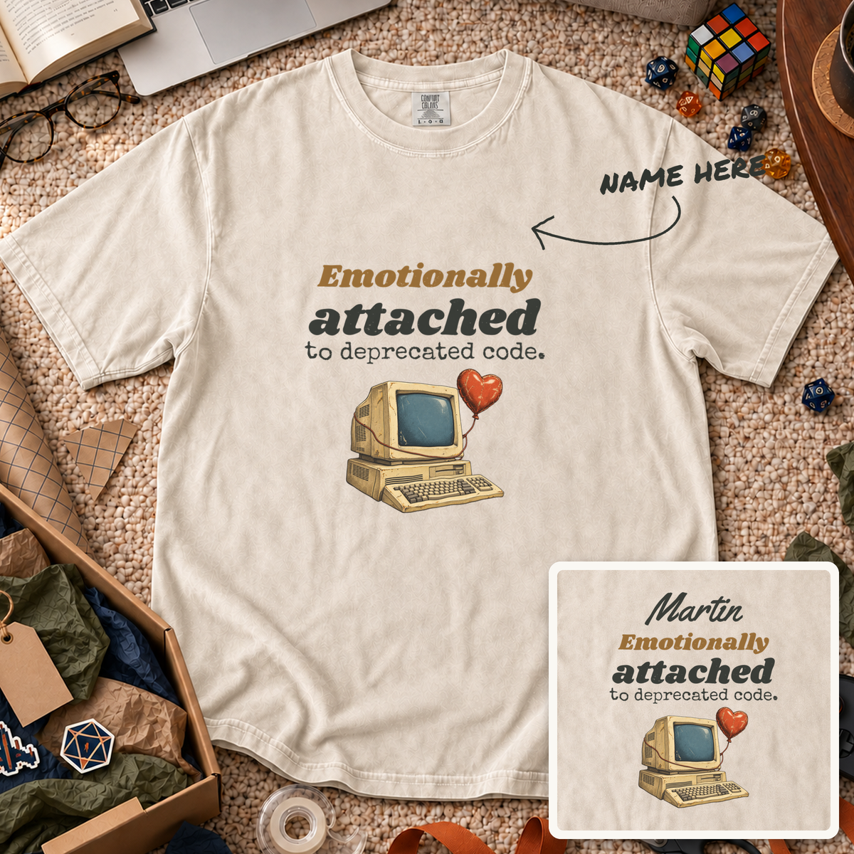 Attached to Deprecated Code Custom Shirt — personalized Ivory Comfort Colors 1717