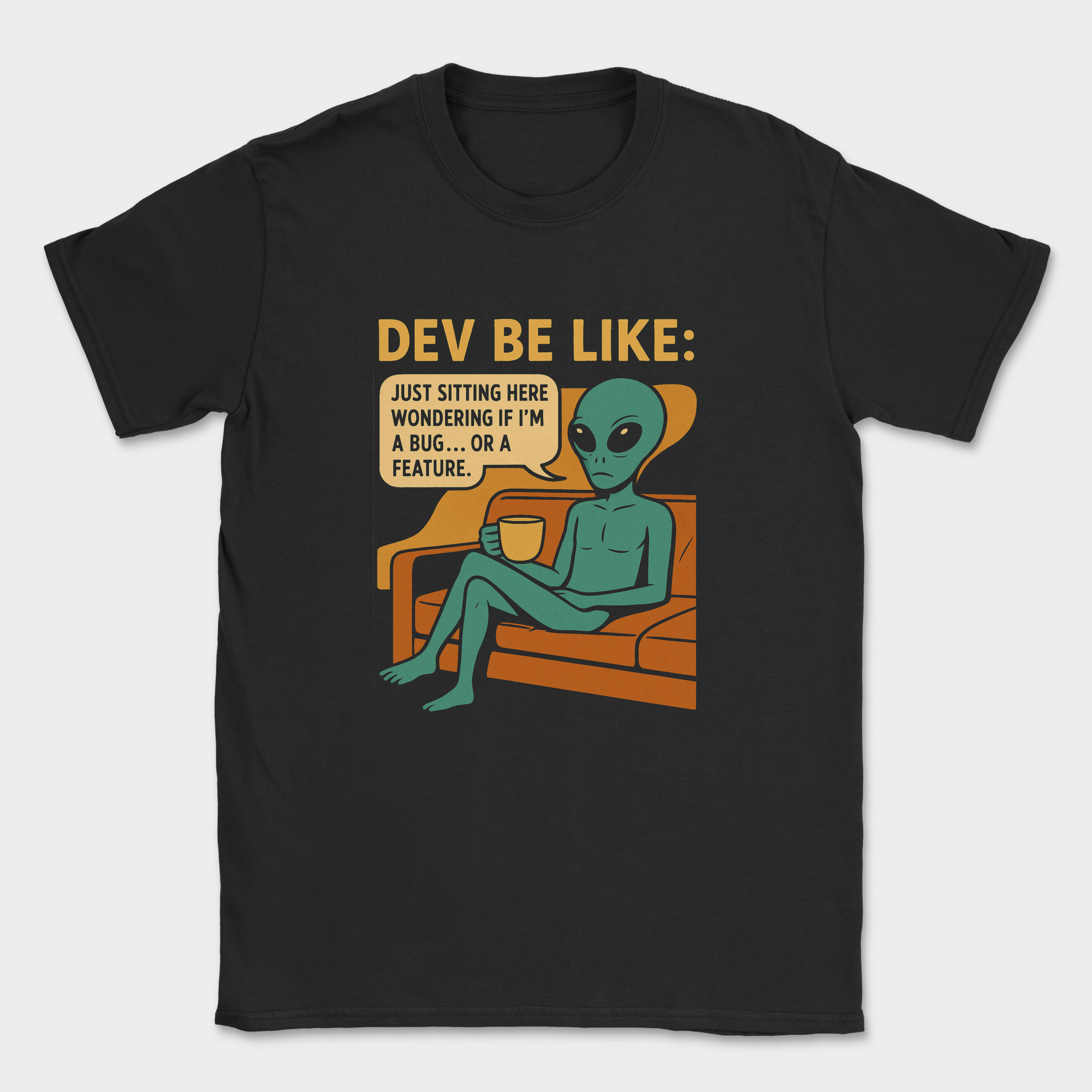 dev be like alien shirt — Black