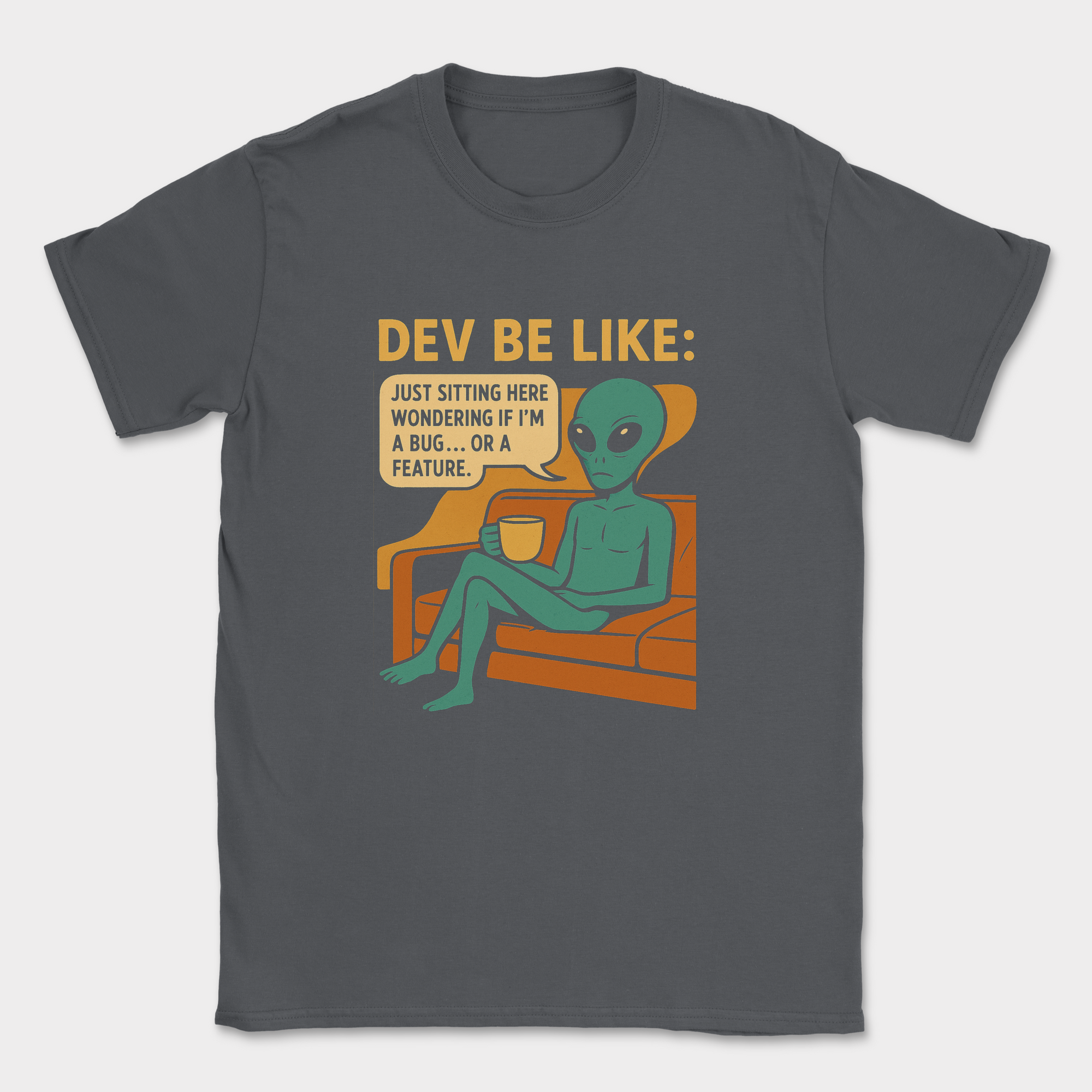 dev be like alien shirt — Dark Heather Grey