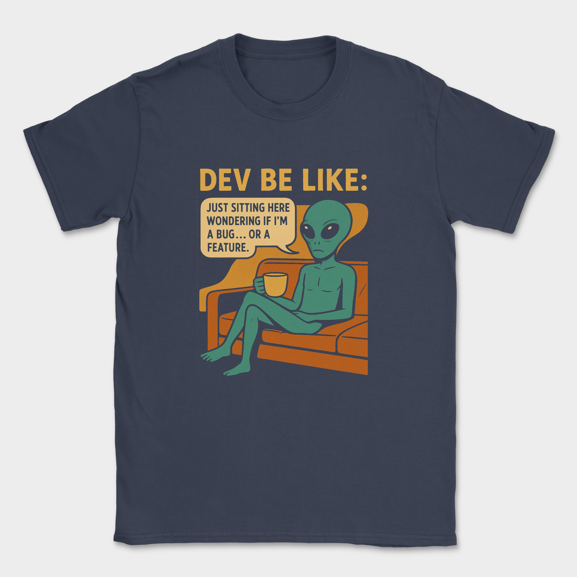 dev be like alien shirt — Navy