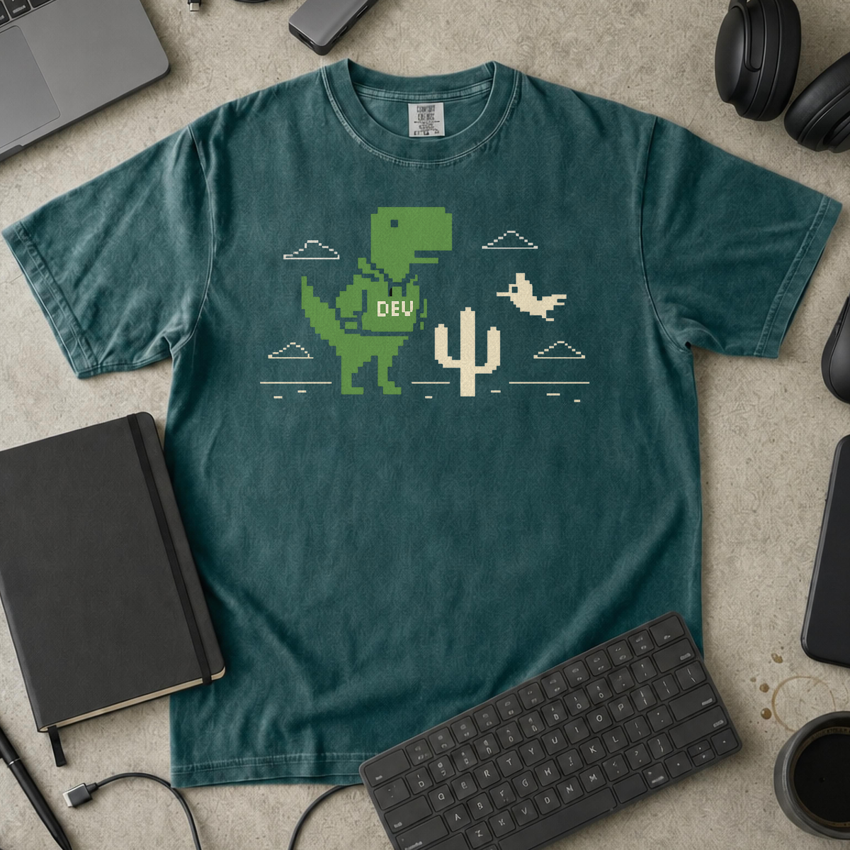 dev dinosaur Premium Shirt — blue spruce Premium Shirt mock-up