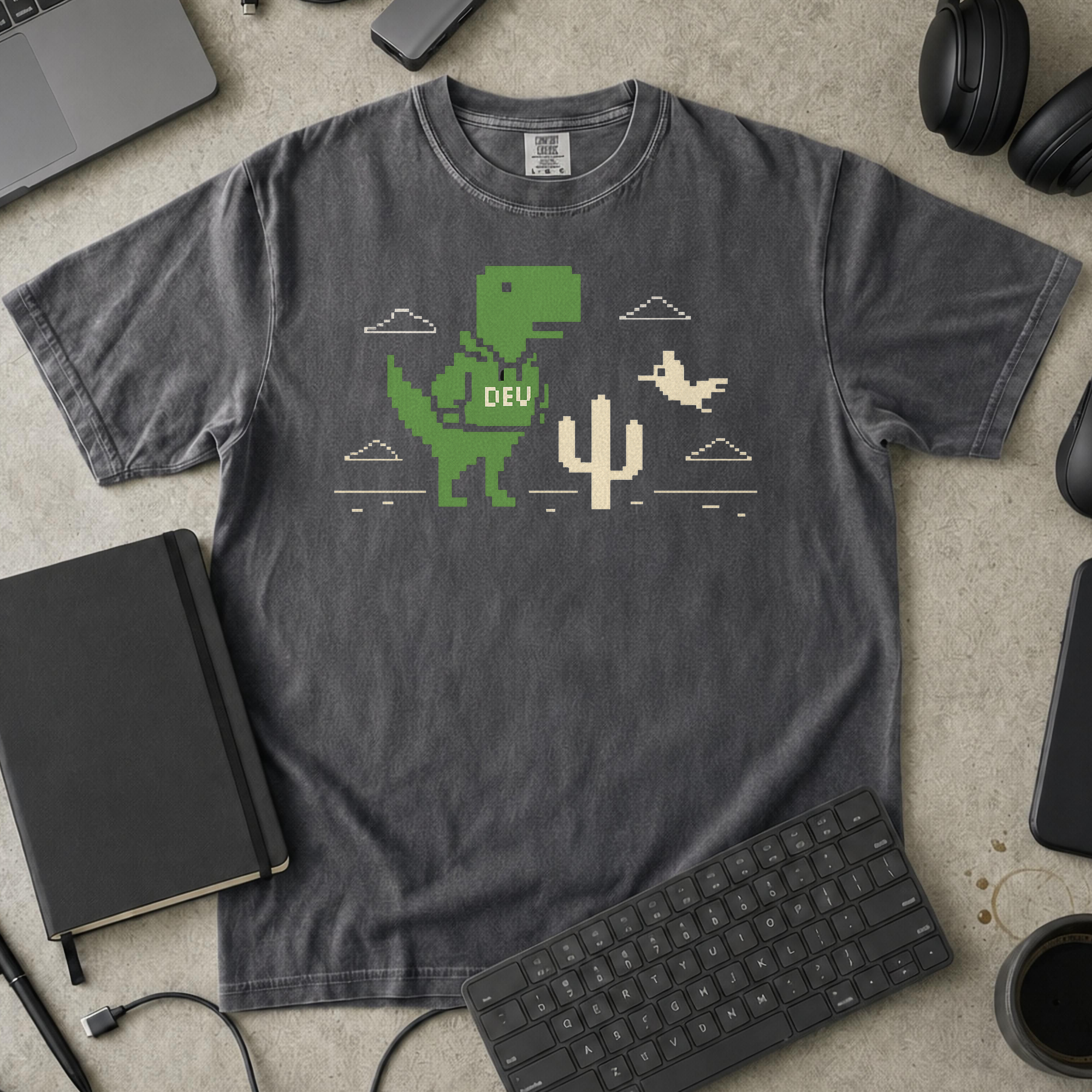 dev dinosaur Premium Shirt — pepper Premium Shirt mock-up