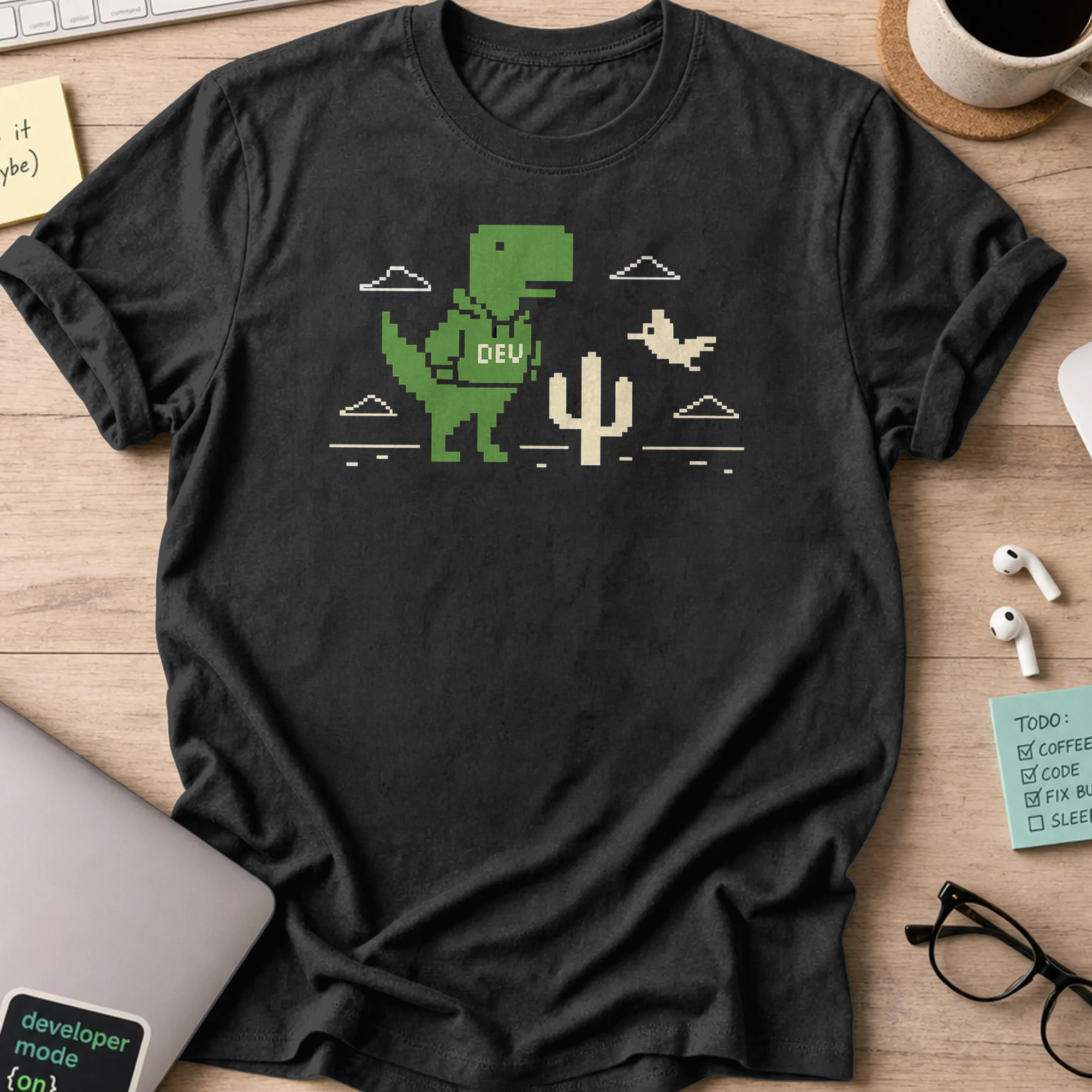 dev dinosaur shirt - Black