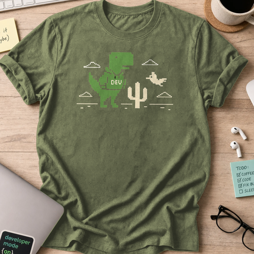 dev dinosaur shirt - Military Green