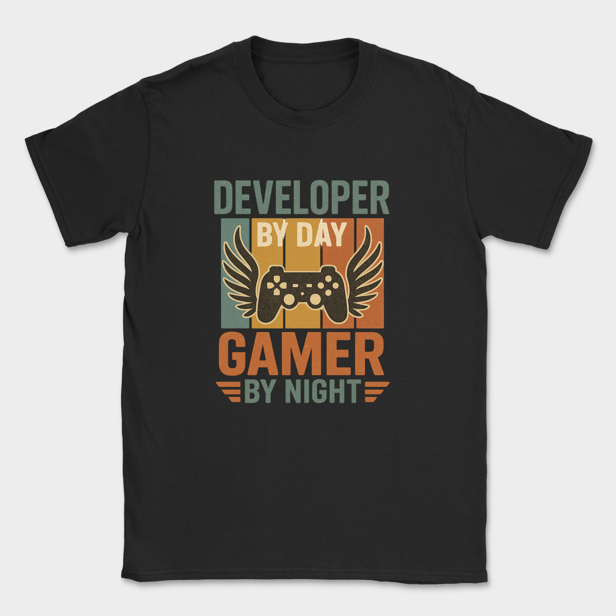 developer by day gamer by night shirt — Black
