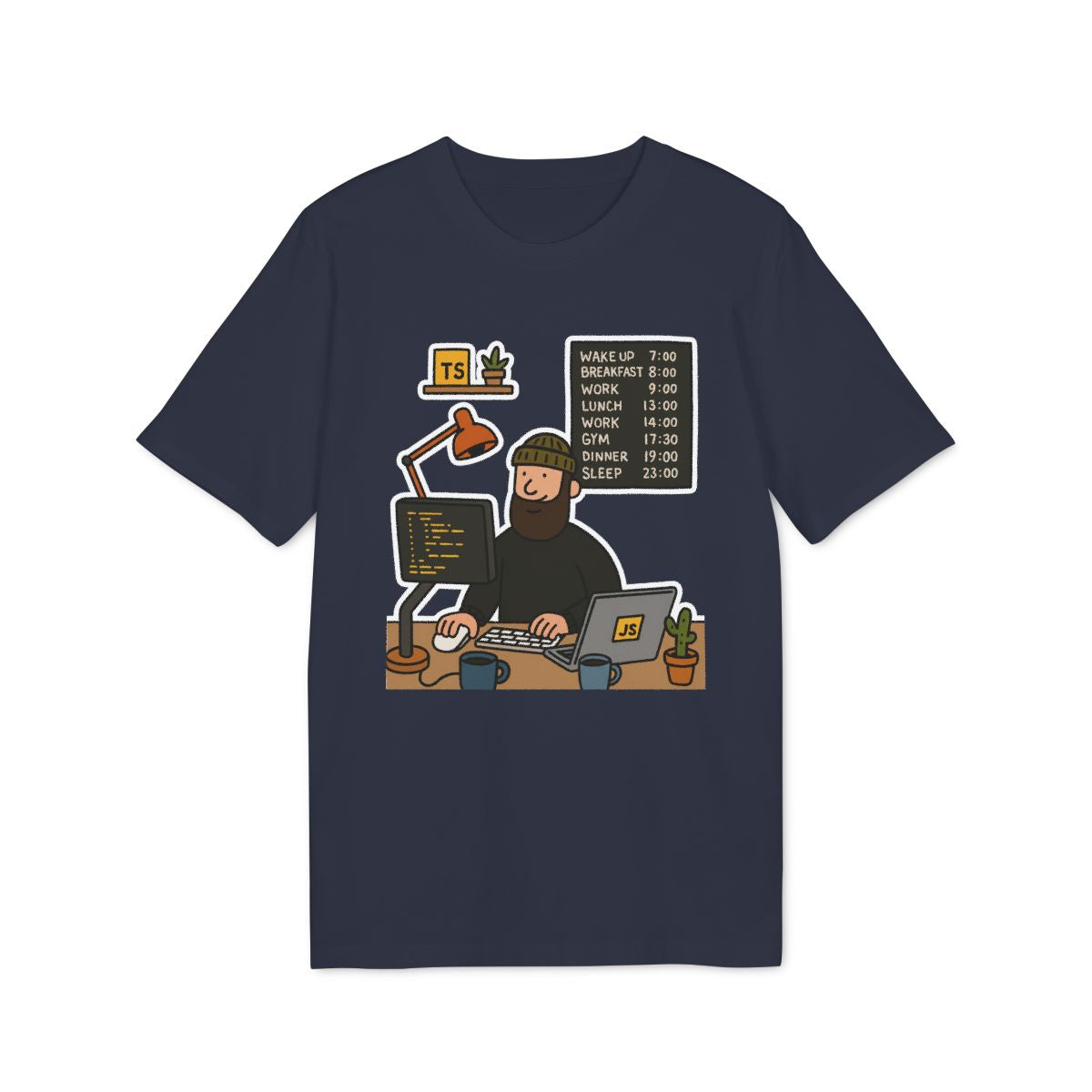 Developer Daily Schedule Shirt — French Navy — EU Creator 2.0 front mockup