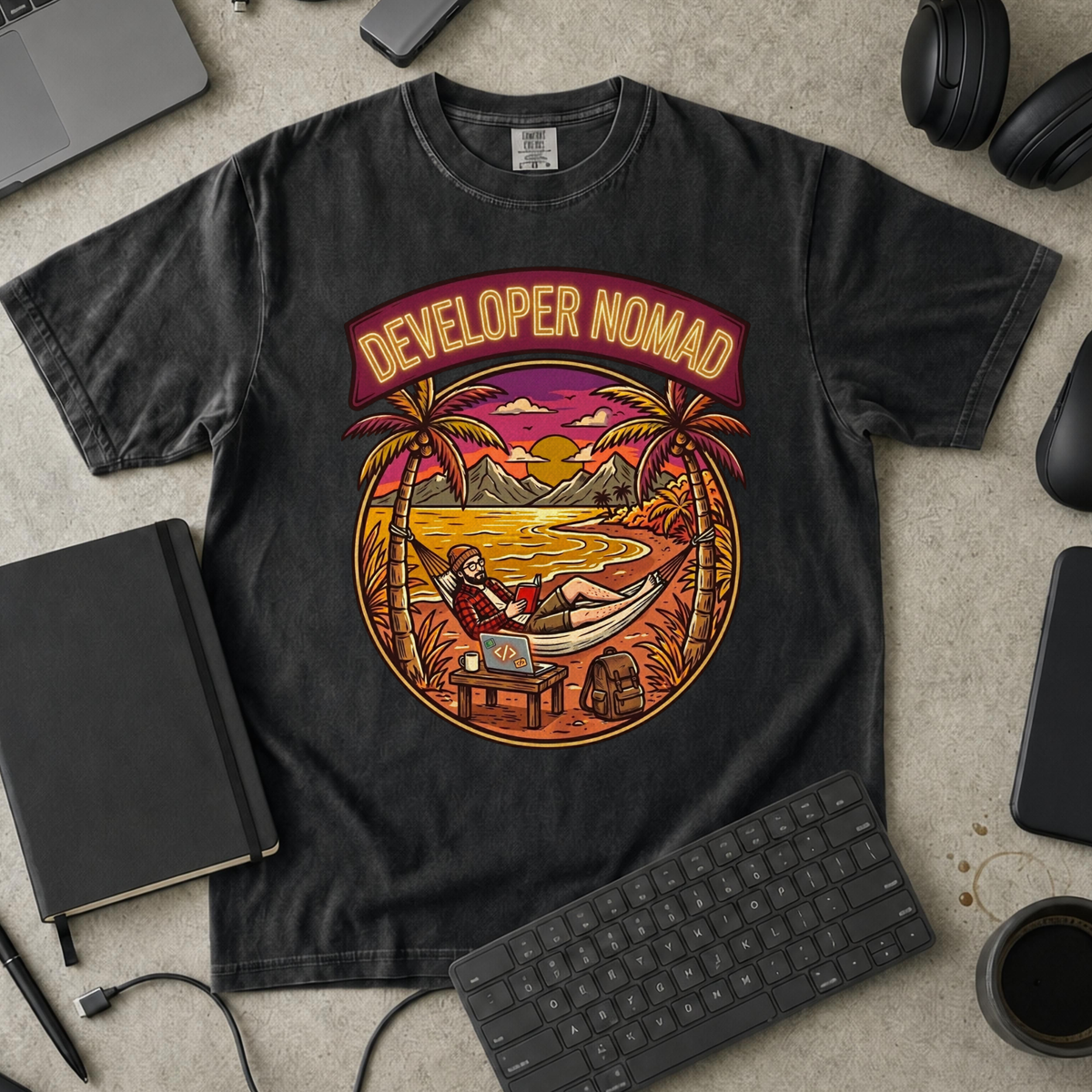 Developer Nomad Premium Shirt — black Premium Shirt mock-up