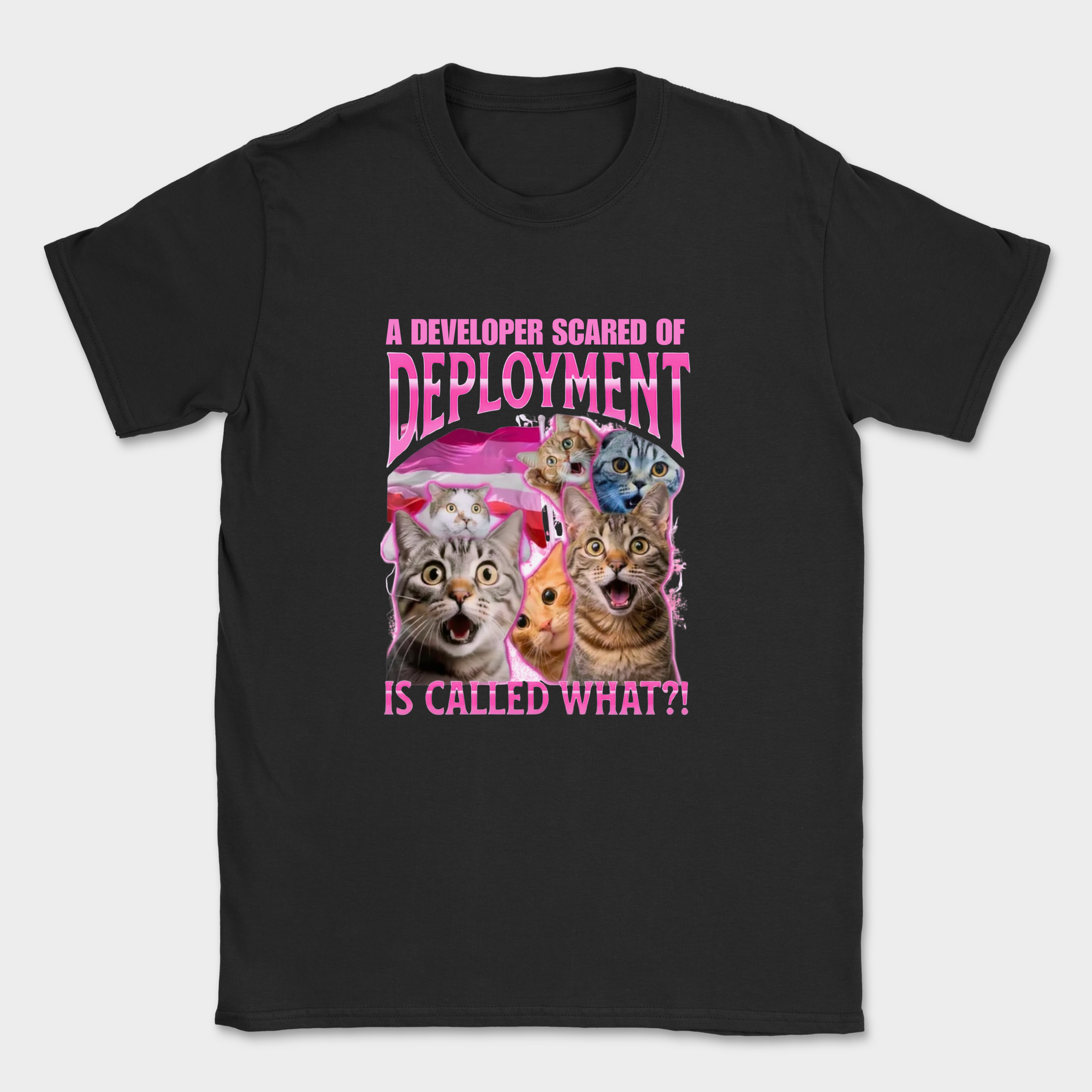 developer scared of deployment shirt — Black