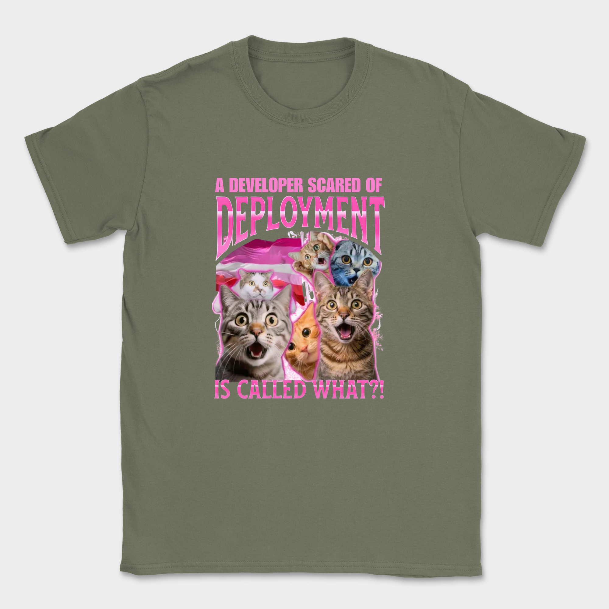 developer scared of deployment shirt — Military Green
