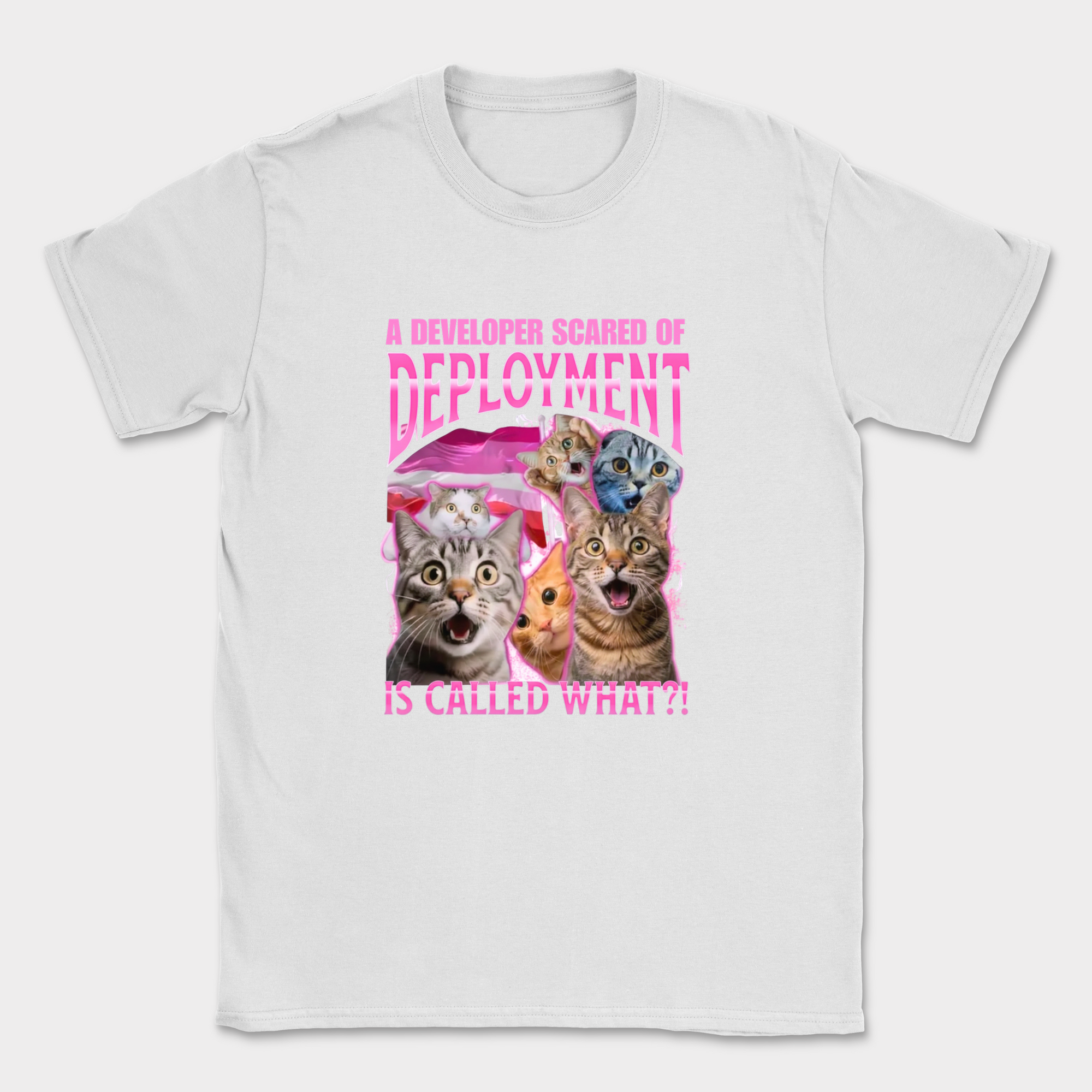 developer scared of deployment shirt — White