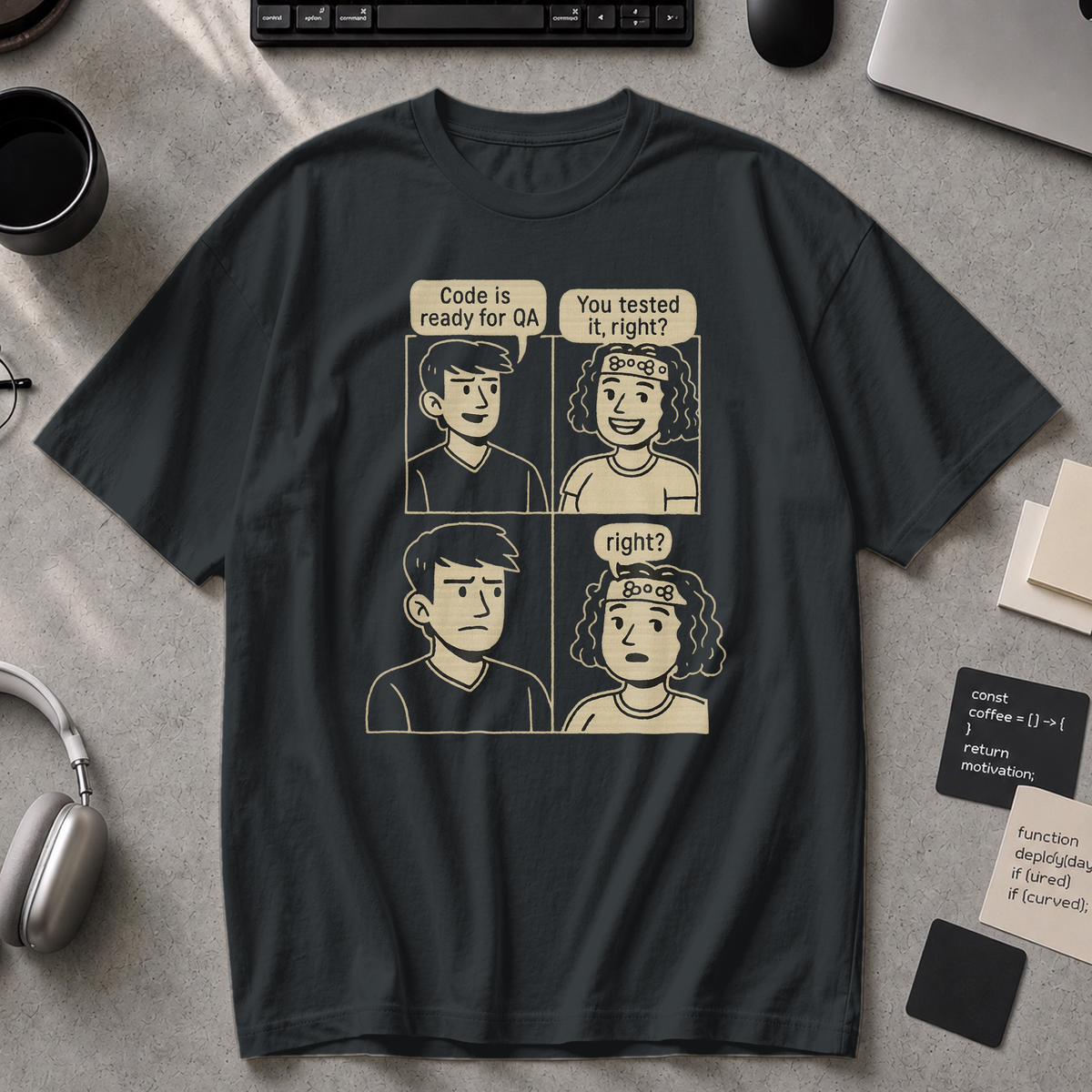 developer vs tester Premium Shirt - Black