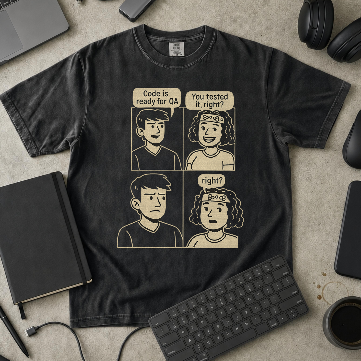developer vs tester Premium Shirt — black Premium Shirt mock-up