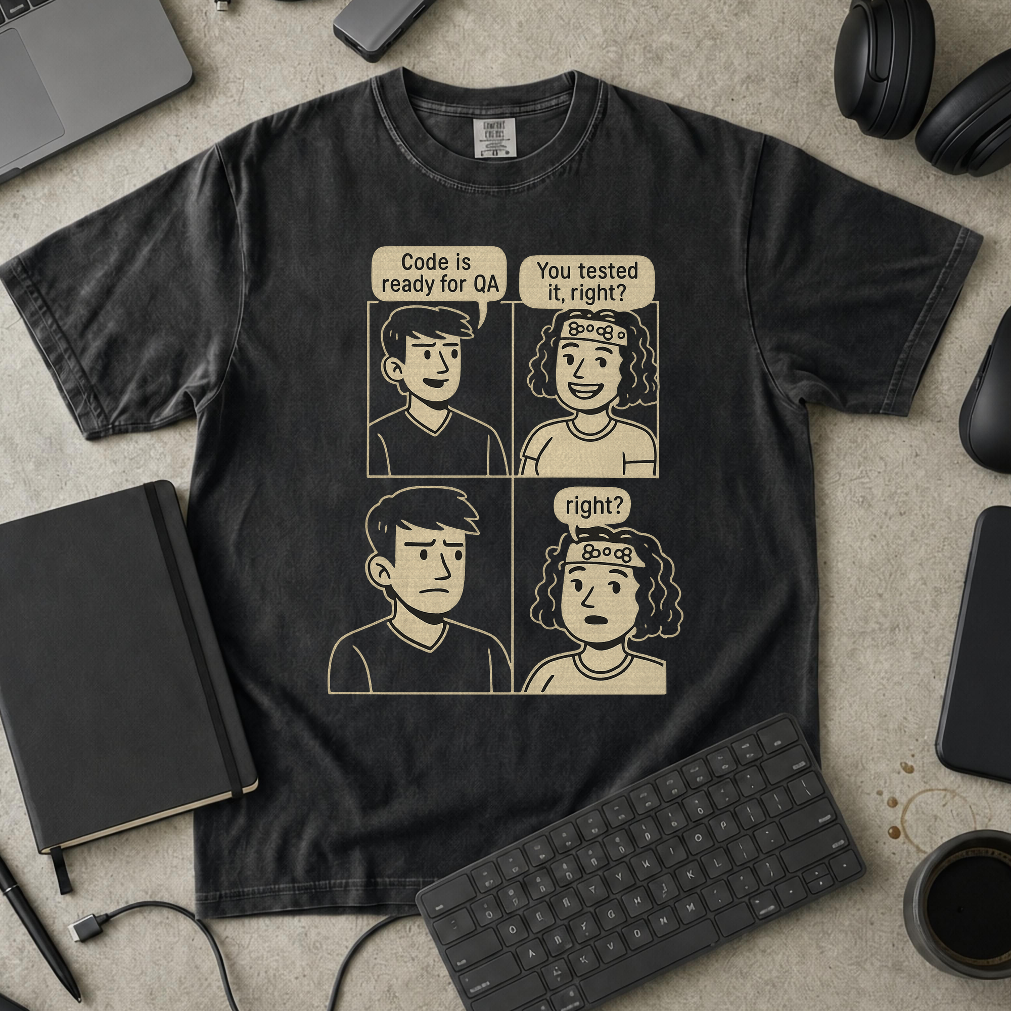 developer vs tester Premium Shirt — black Premium Shirt mock-up