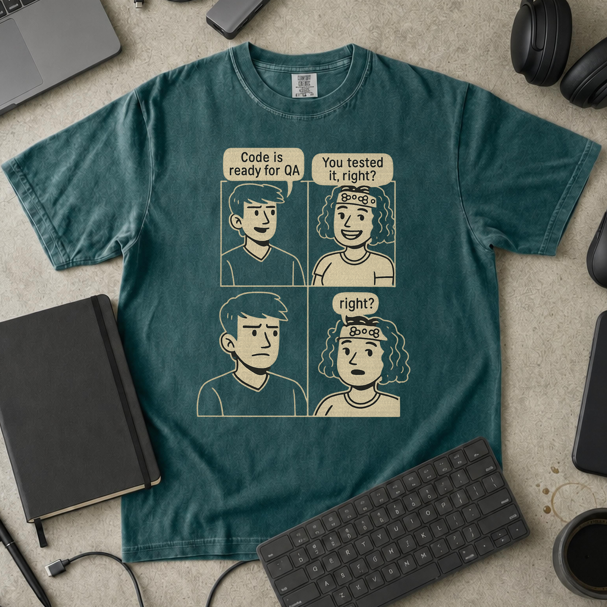 developer vs tester Premium Shirt — blue spruce Premium Shirt mock-up