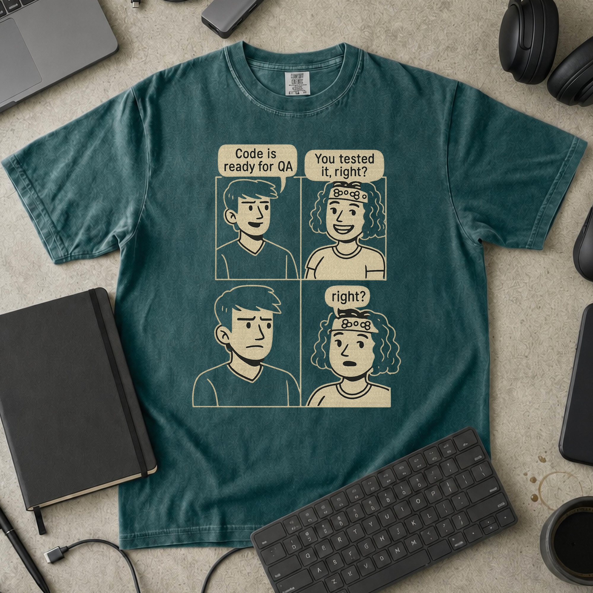 developer vs tester Premium Shirt — blue spruce Premium Shirt mock-up