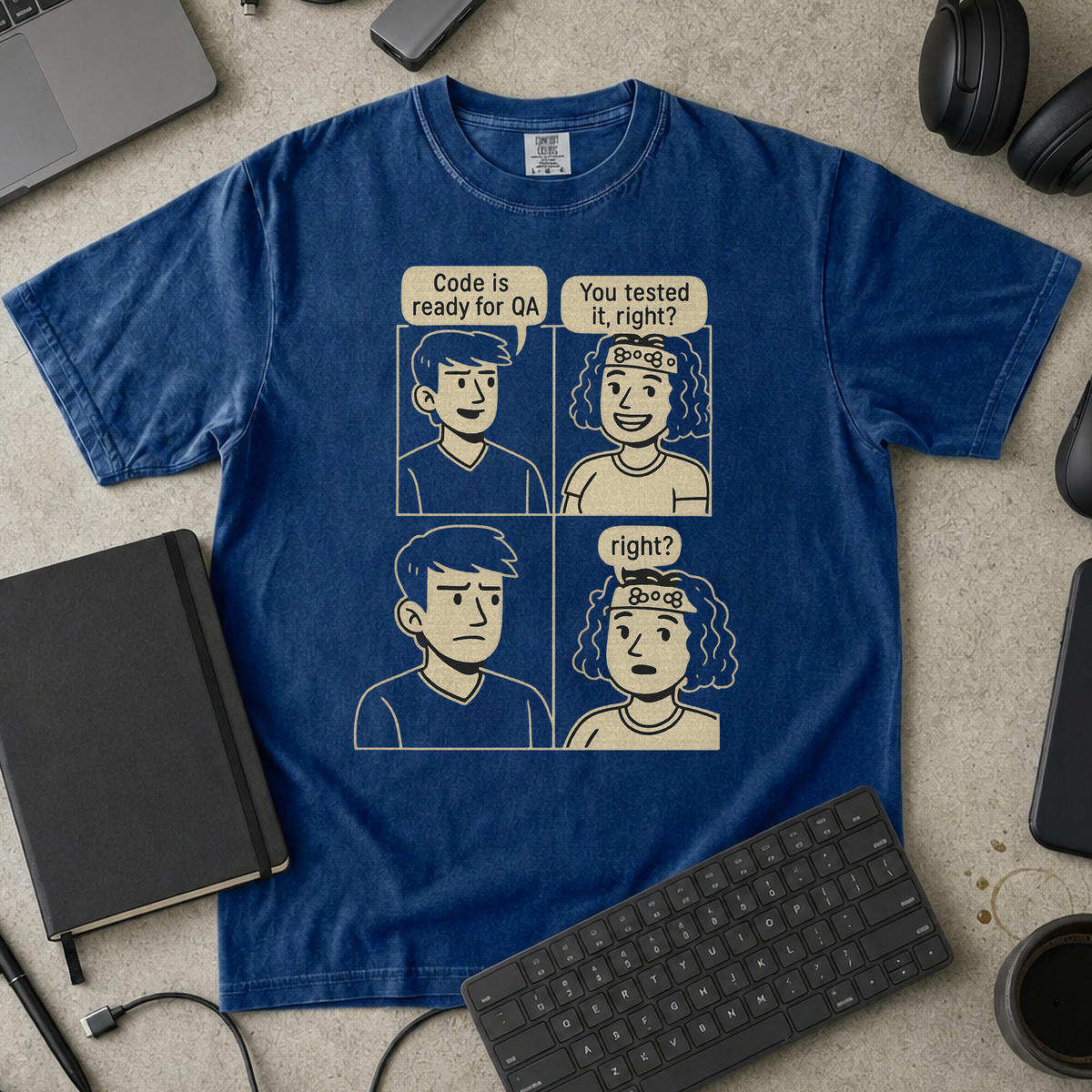 developer vs tester Premium Shirt — true navy Premium Shirt mock-up
