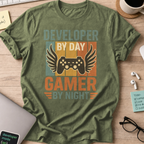 developer by day gamer by night shirt - Military Green