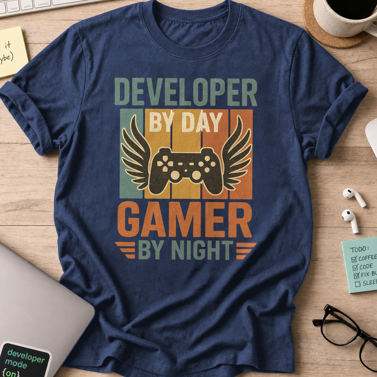 developer by day gamer by night shirt - Navy