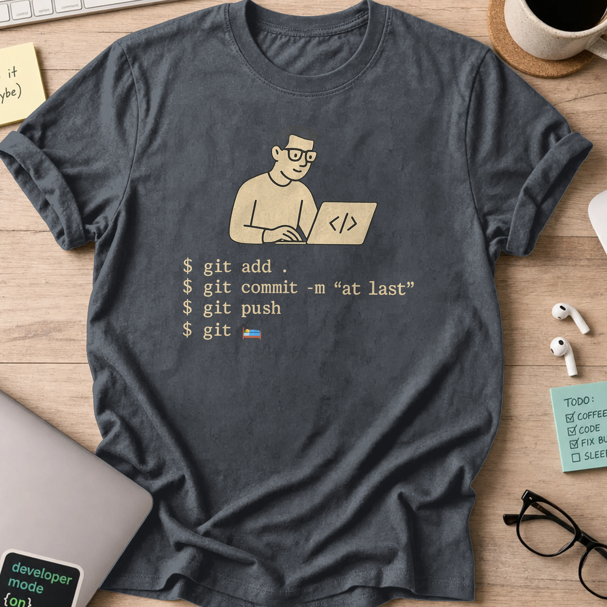 developer pushing late at night shirt - Dark Heather