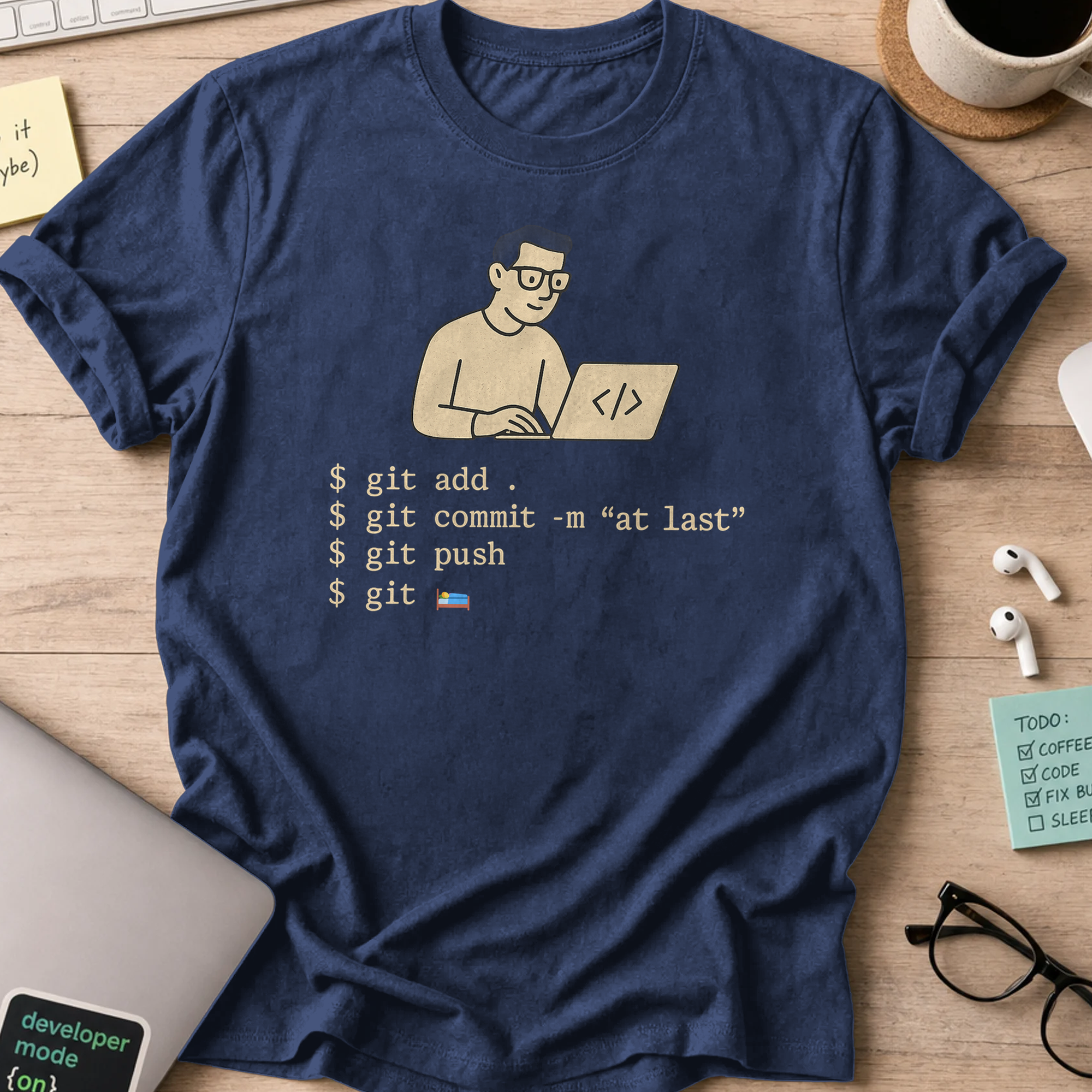 developer pushing late at night shirt - Navy