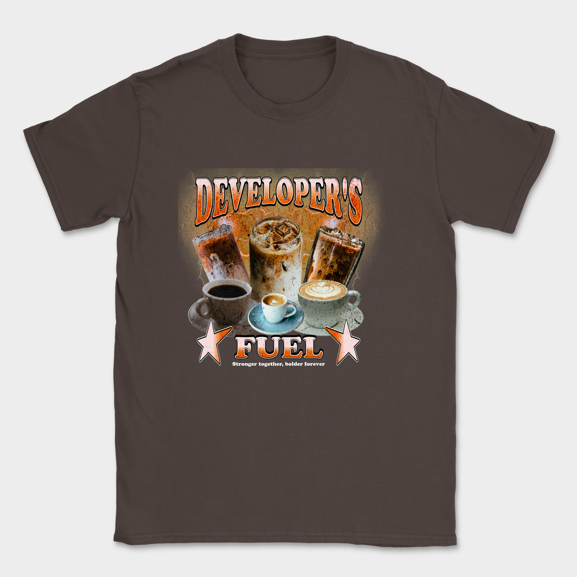 developers fuel coffee shirt — Dark Chocolate