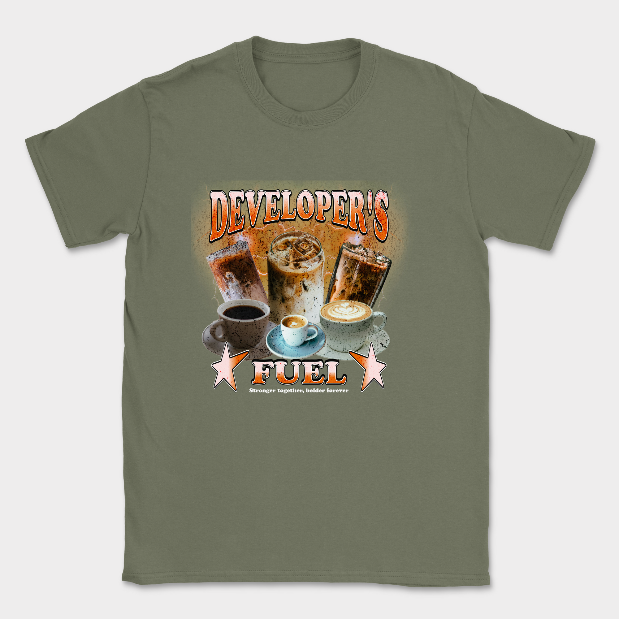 developers fuel coffee shirt — Military Green